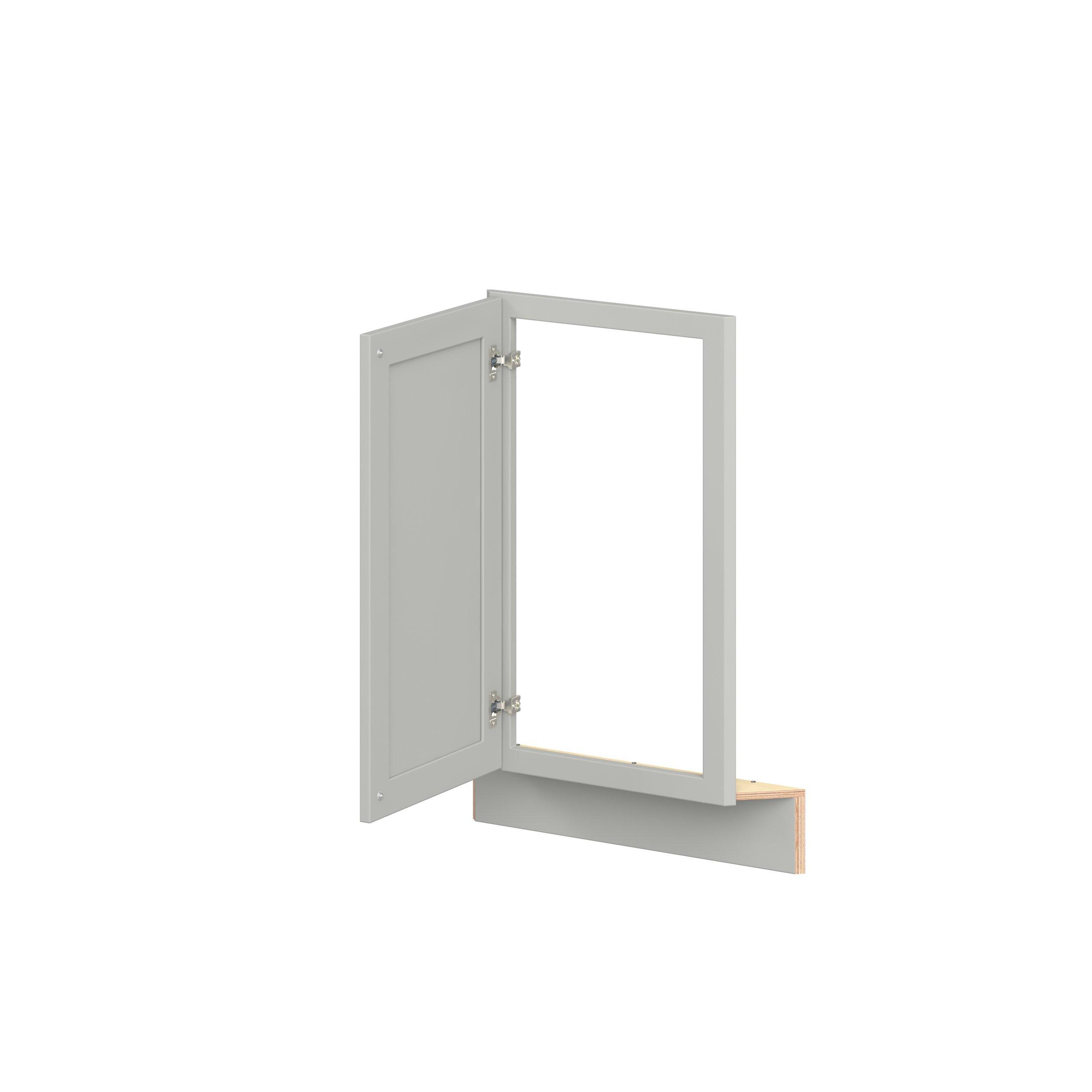 Baxley 36 in. Painted Whisper Gray Angled Corner Base Frame with Door - Left Door Hinge