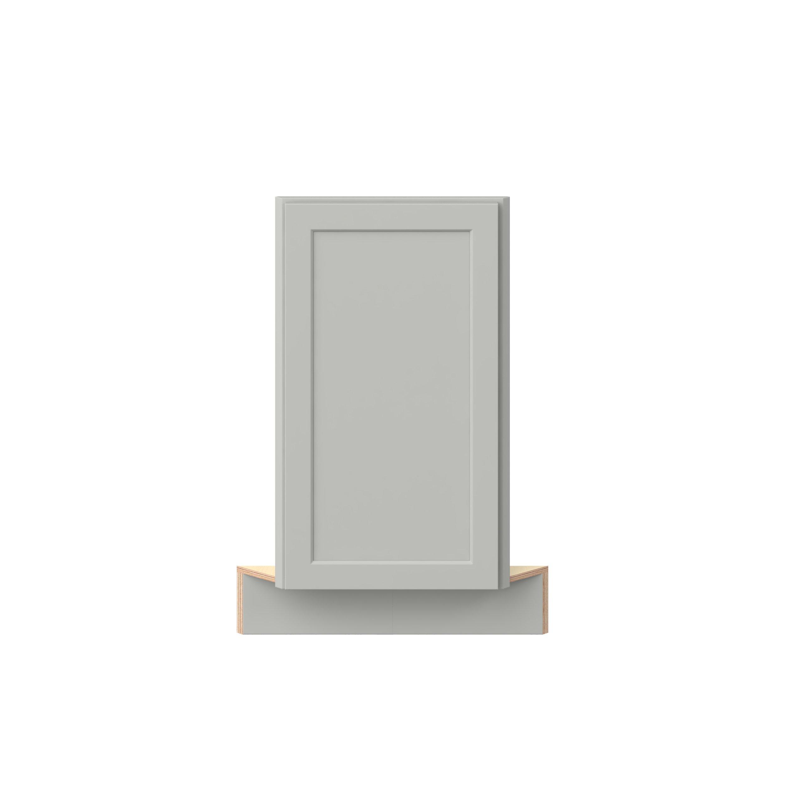 Baxley 36 in. Painted Whisper Gray Angled Corner Base Frame with Door - Left Door Hinge