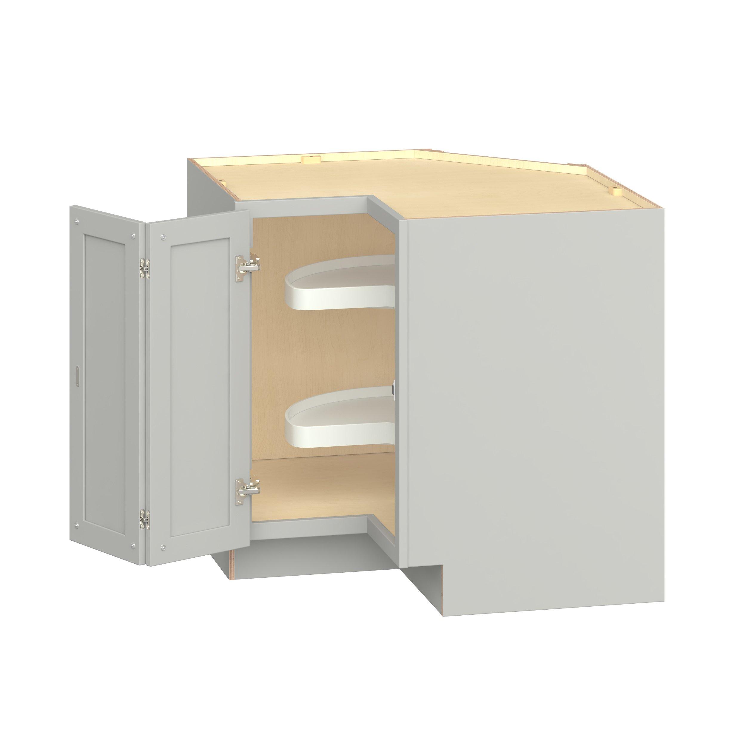 Baxley 36 in. Painted Whisper Gray Lazy Susan Corner Base Cabinet