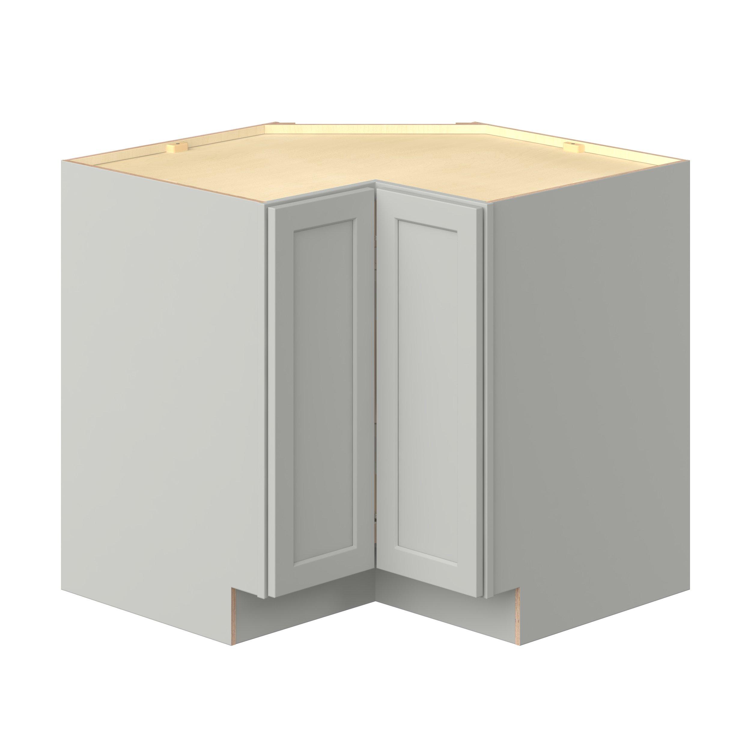 Baxley 36 in. Painted Whisper Gray Lazy Susan Corner Base Cabinet