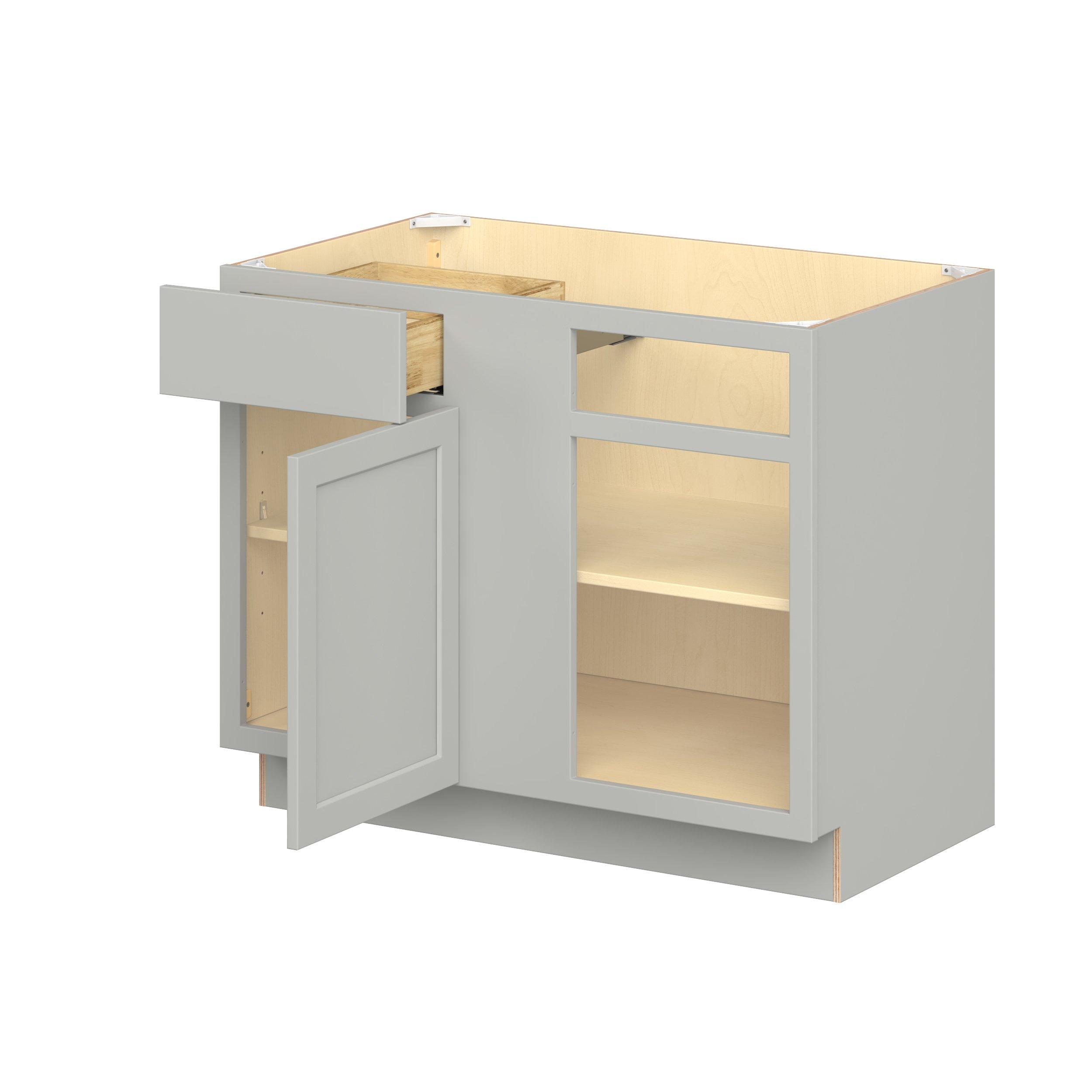 Baxley 42 in. Painted Whisper Gray Blind Corner Base Cabinet