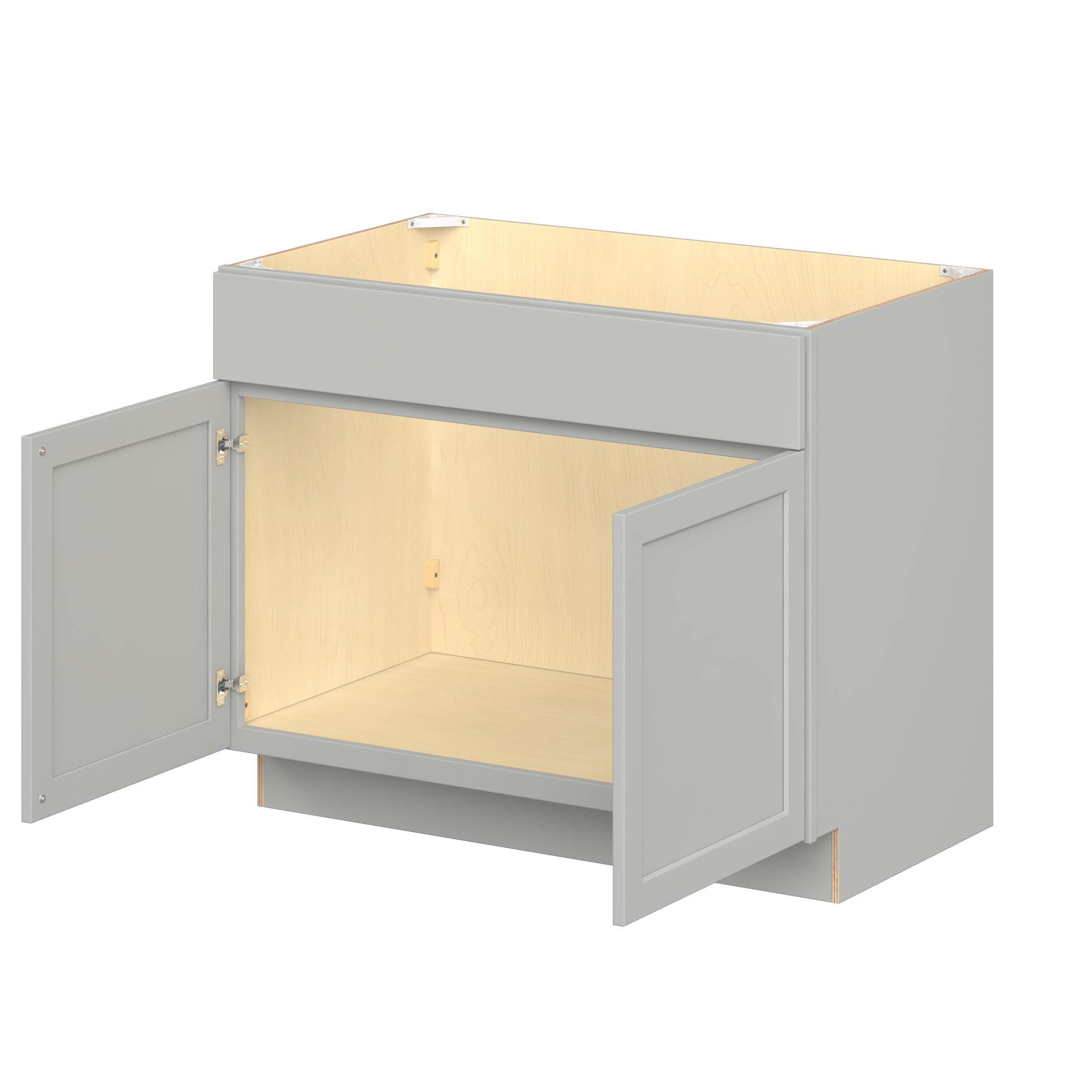 Baxley 42 in. Painted Whisper Gray Sink Base Cabinet with False Front