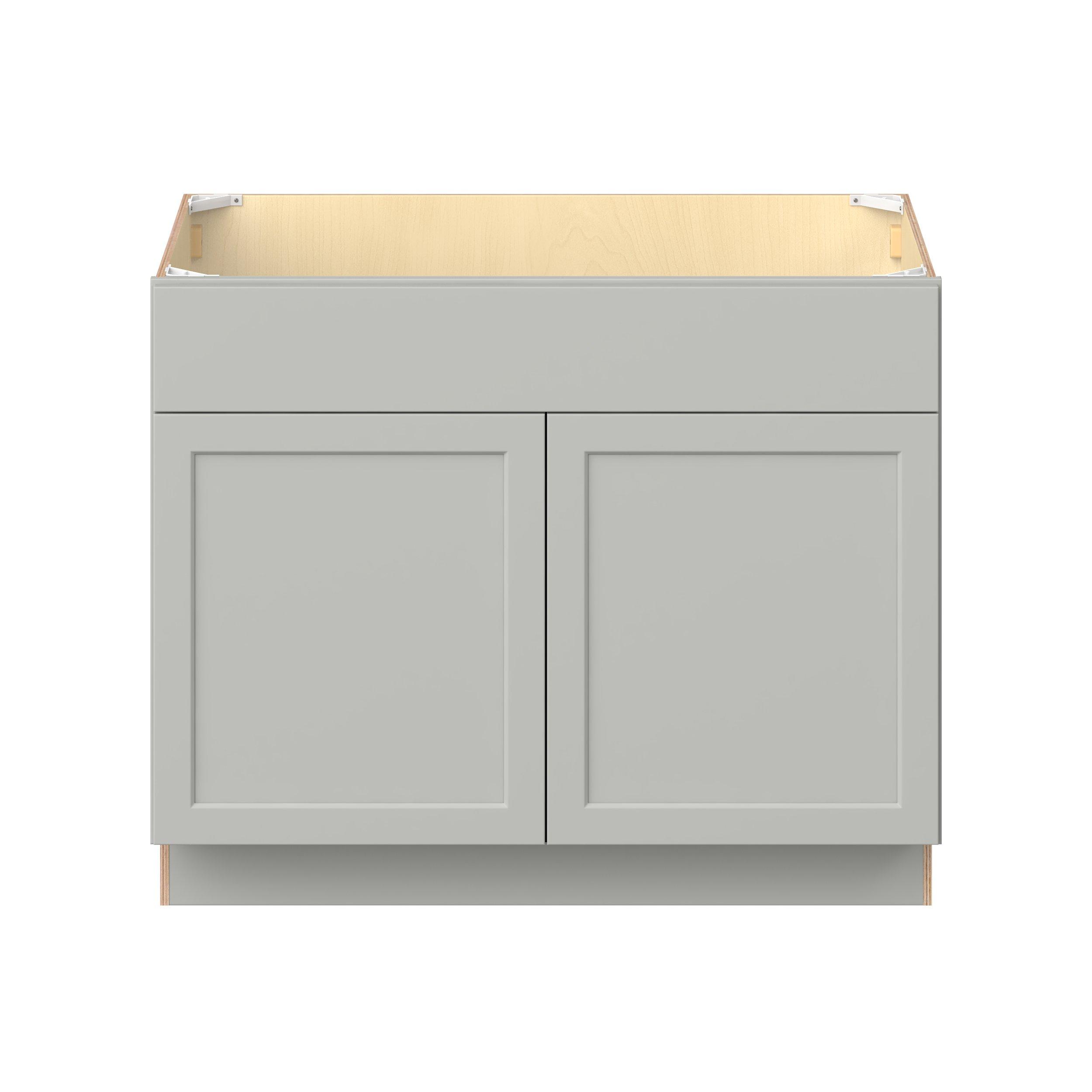 Baxley 42 in. Painted Whisper Gray Sink Base Cabinet with False Front