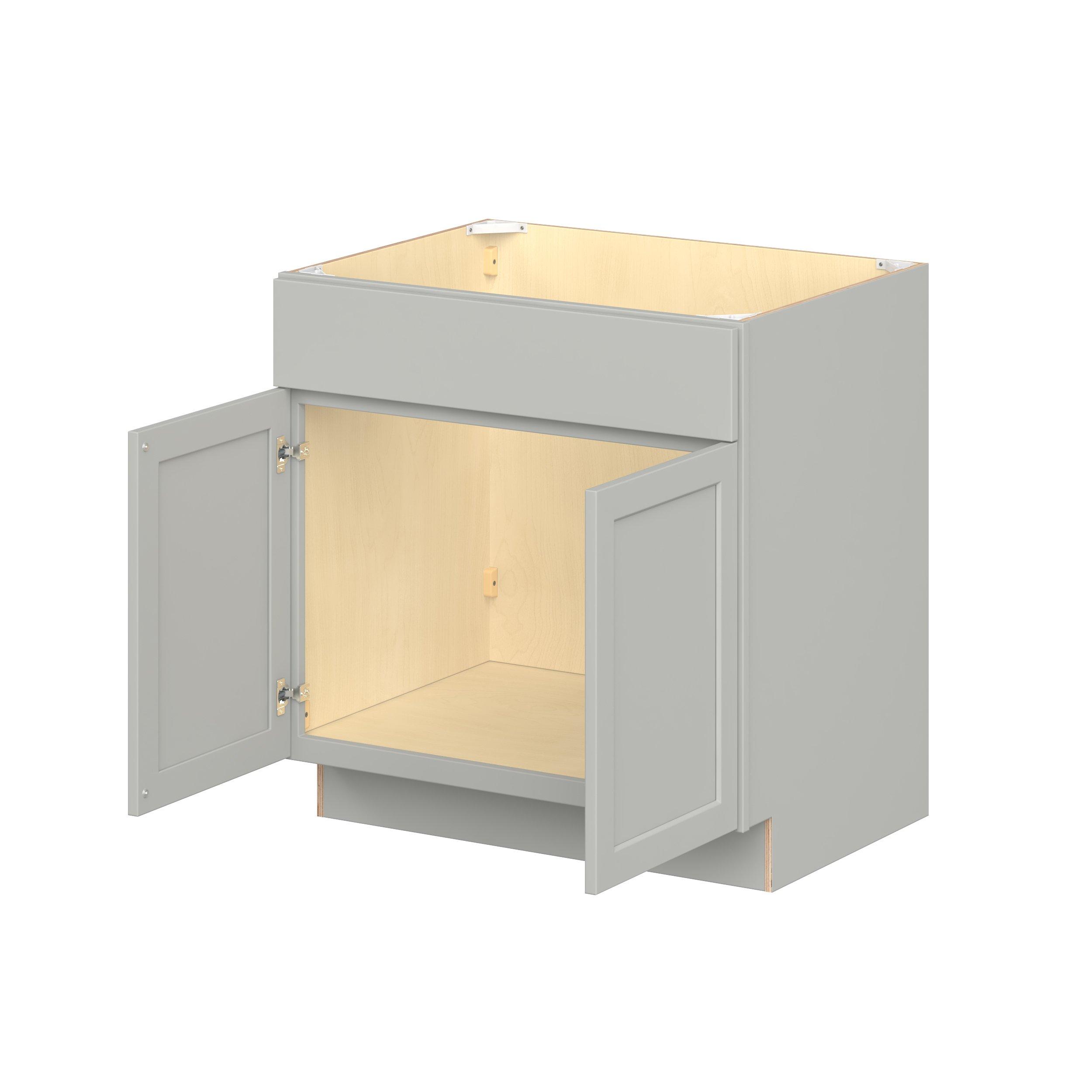 Baxley 33 in. Painted Whisper Gray Sink Base Cabinet with False Front