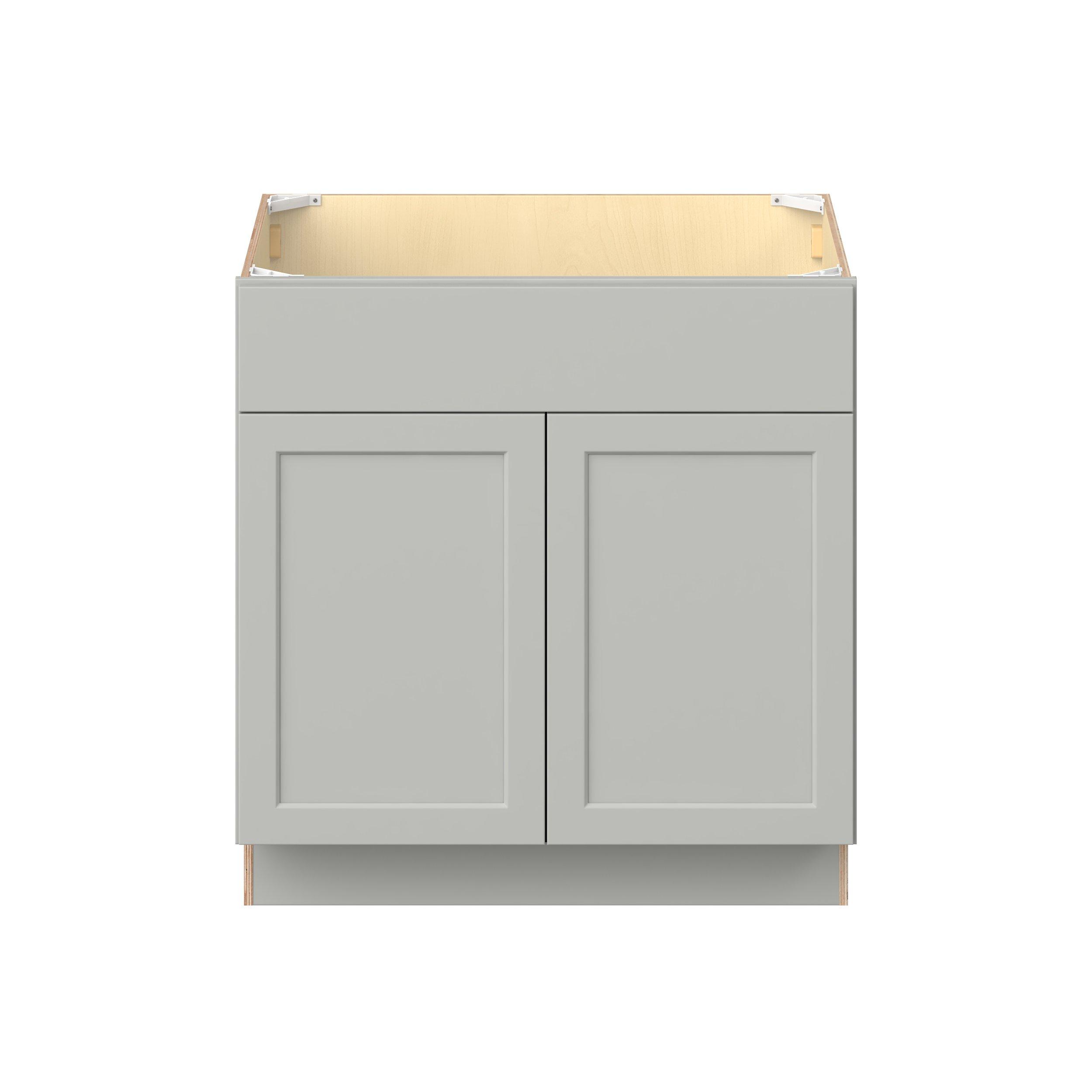 Baxley 33 in. Painted Whisper Gray Sink Base Cabinet with False Front