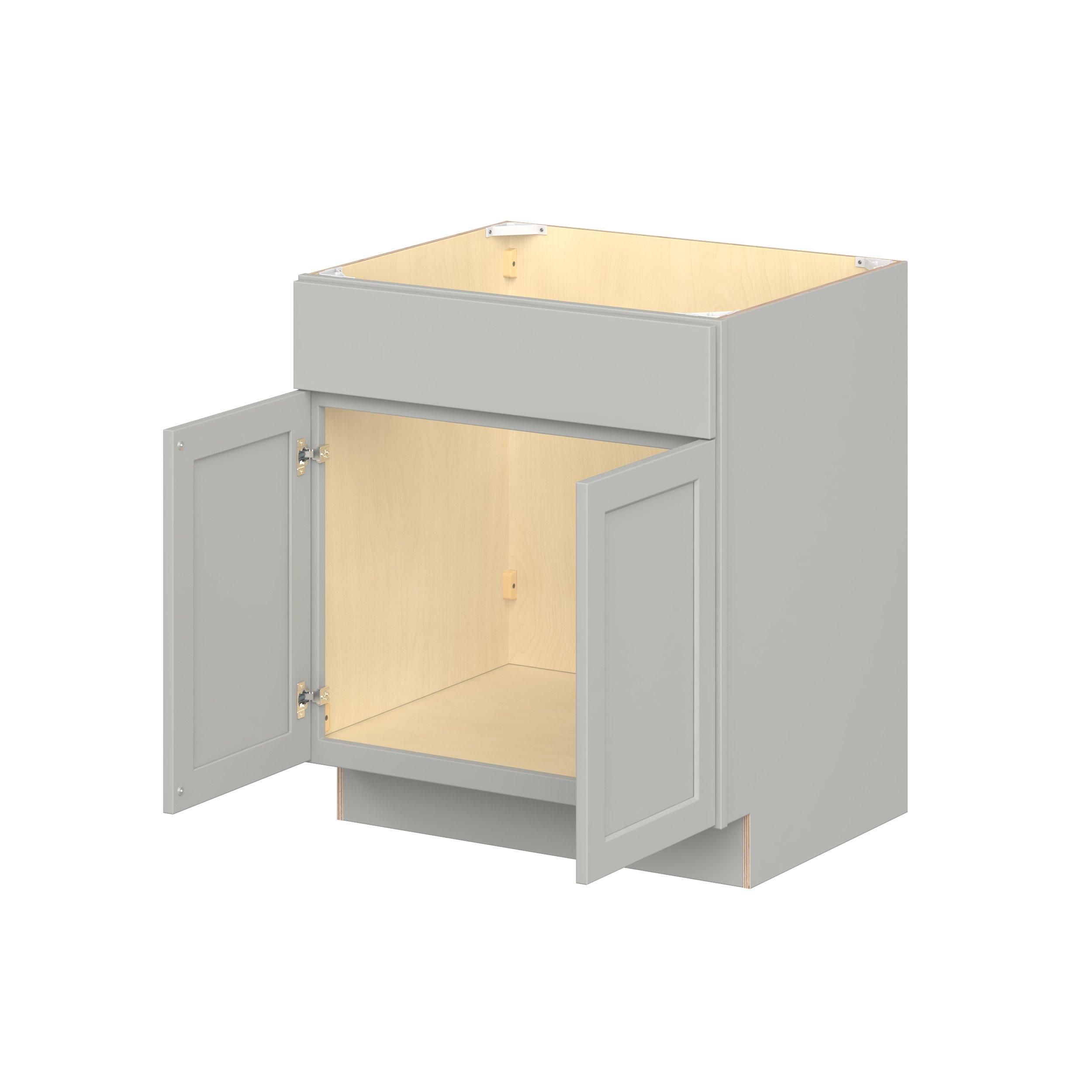 Baxley 30 in. Painted Whisper Gray Sink Base Cabinet with False Front