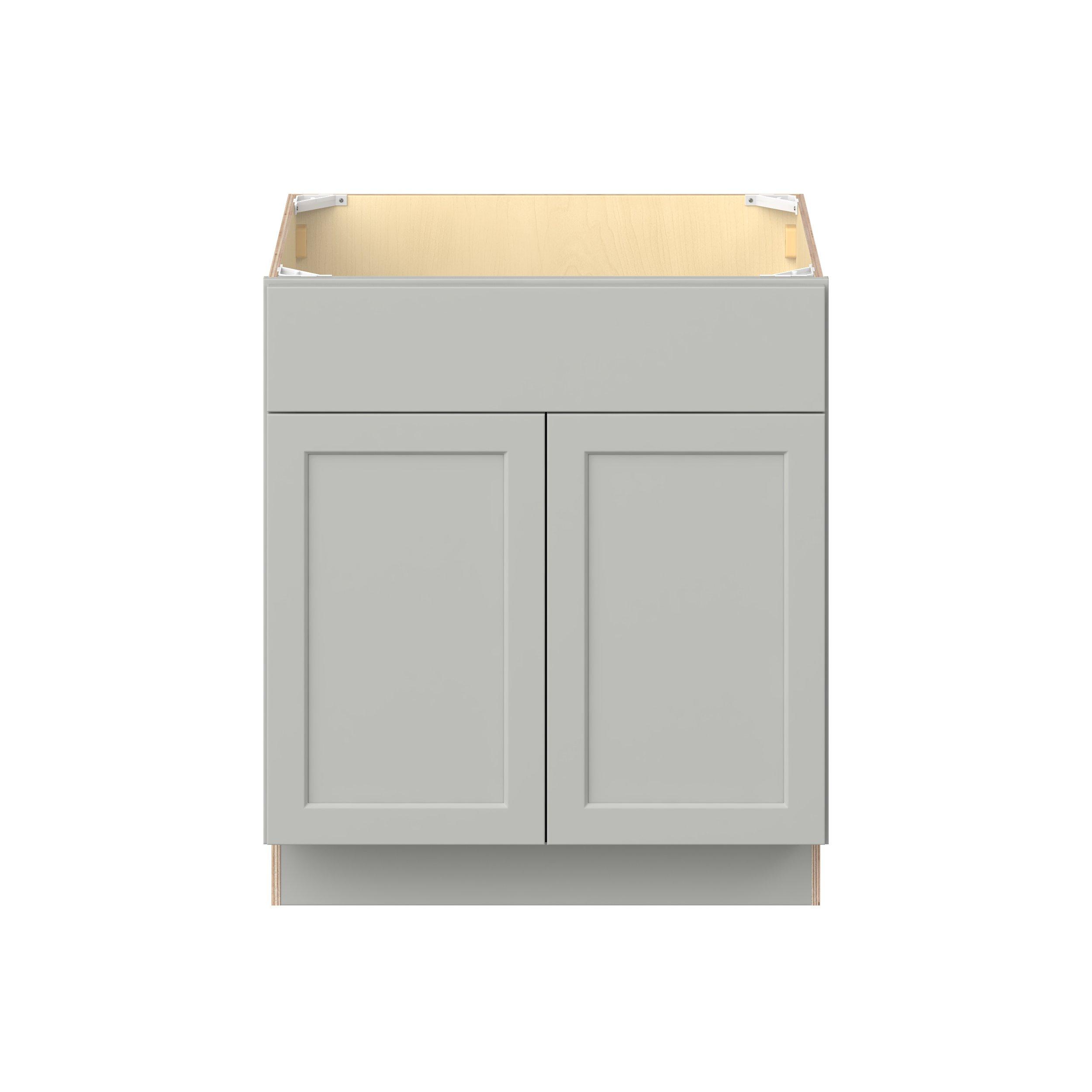 Baxley 30 in. Painted Whisper Gray Sink Base Cabinet with False Front