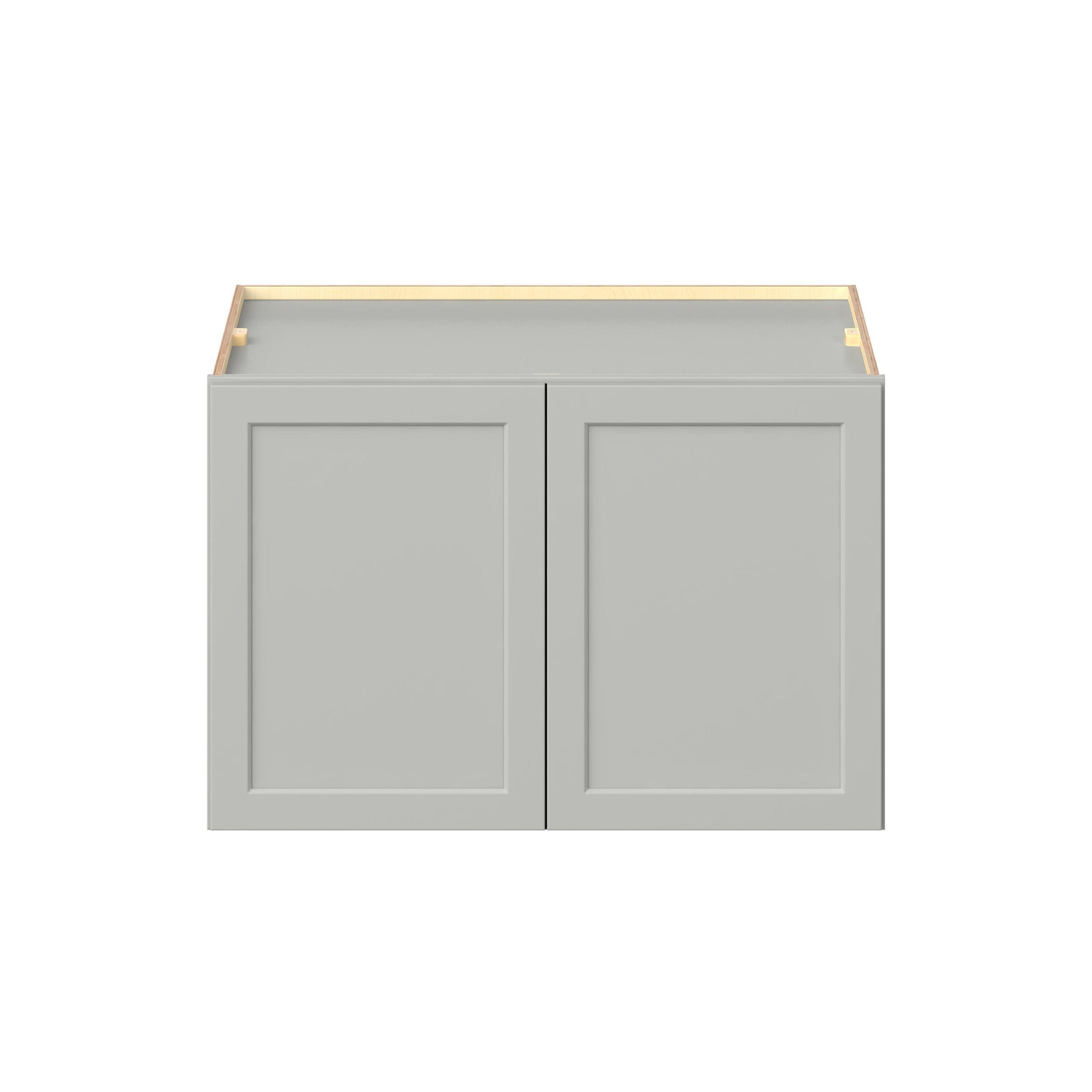 Baxley 36 in. Painted Whisper Gray Bridge Wall Cabinet