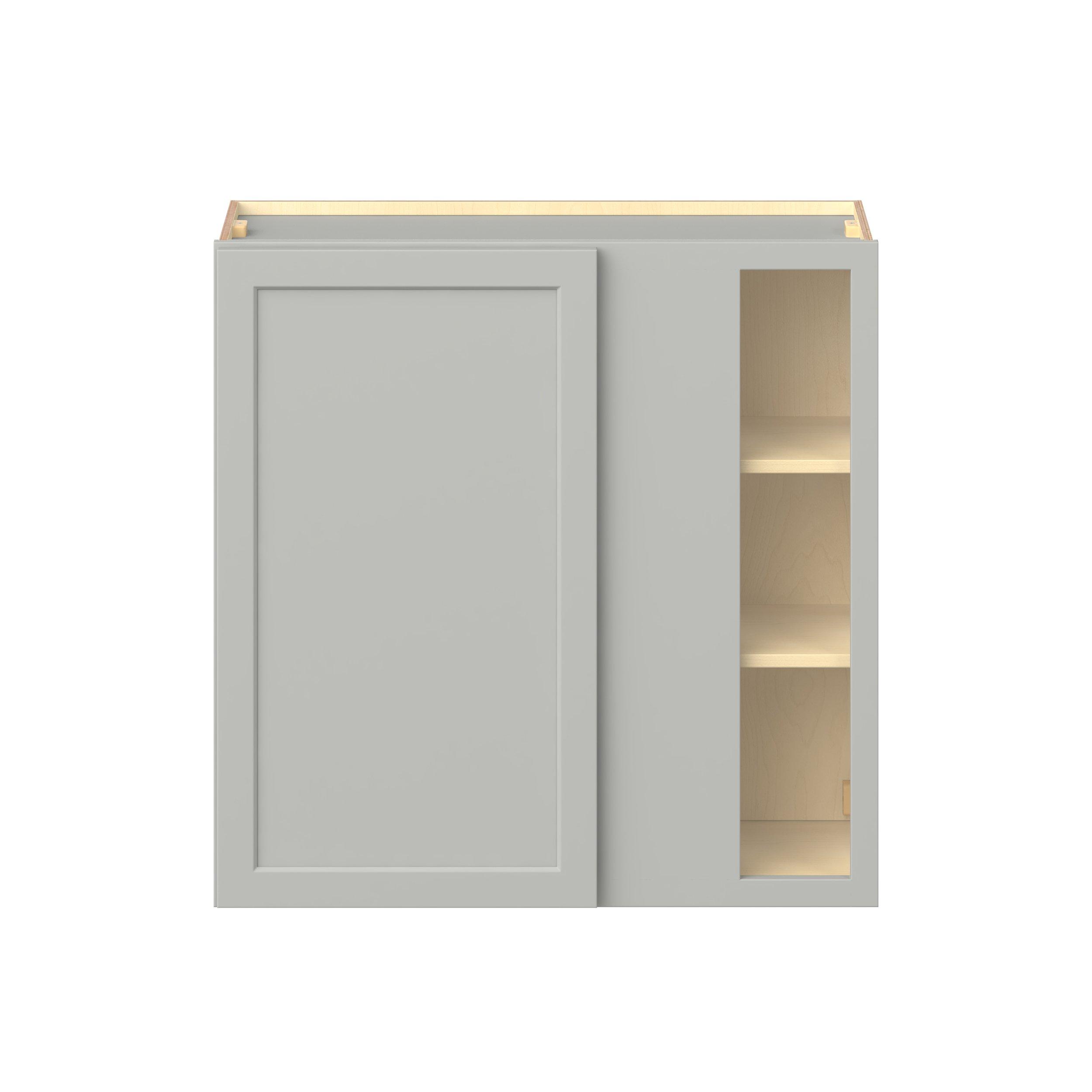 Baxley 36 in. Painted Whisper Gray Right Blind Corner Wall Cabinet