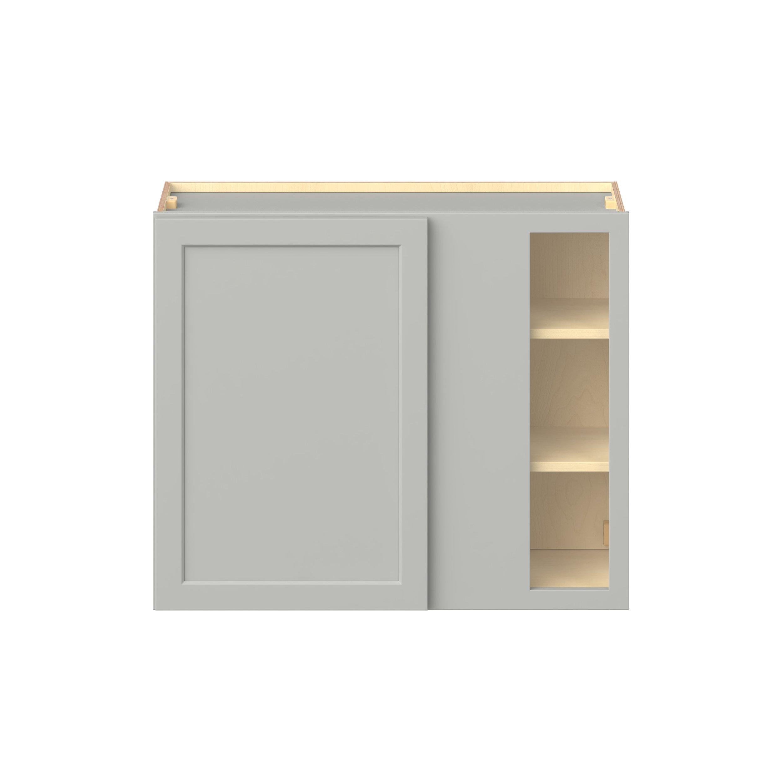Baxley 36 in. Painted Whisper Gray Right Blind Corner Wall Cabinet