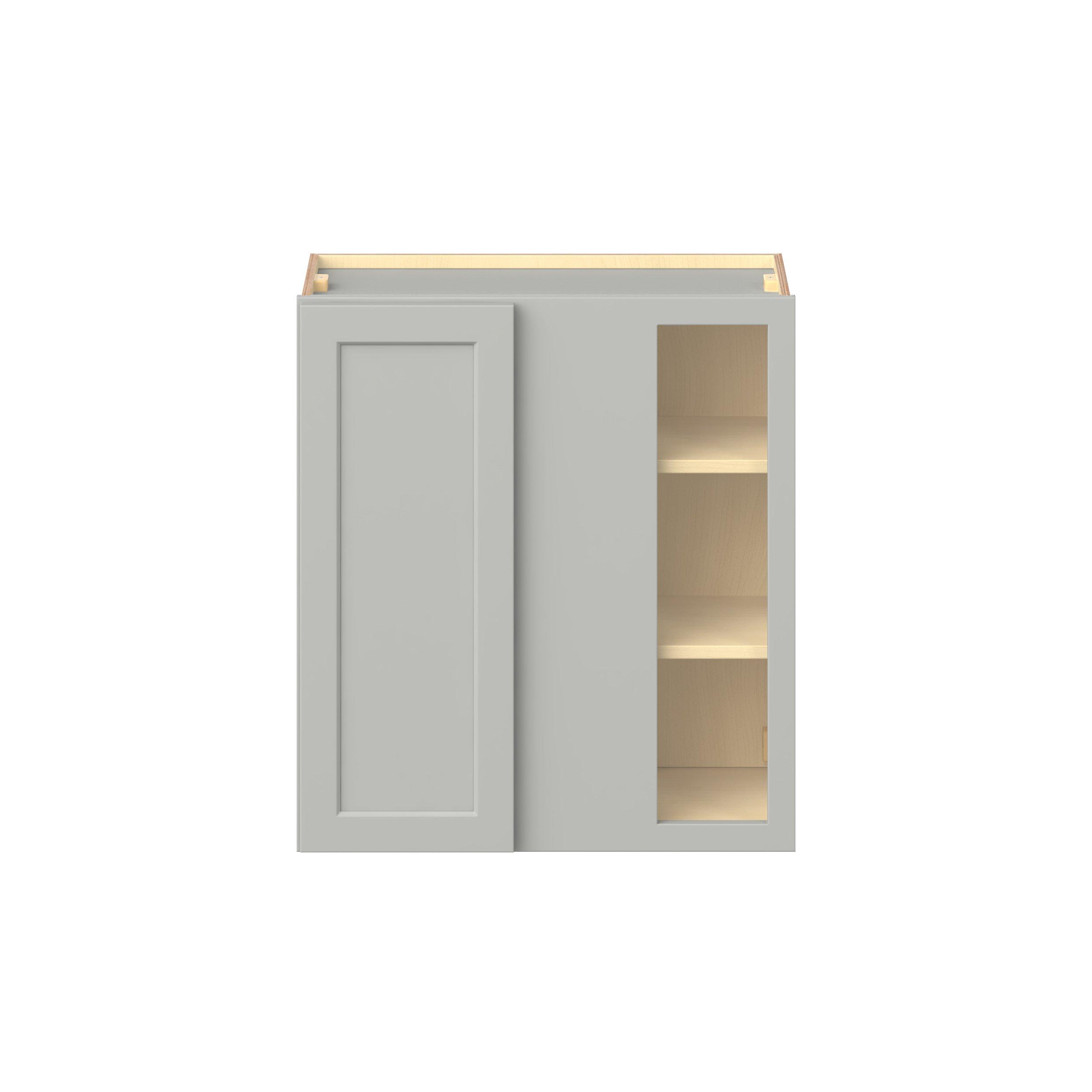 Baxley 27 in. Painted Whisper Gray Right Blind Corner Wall Cabinet