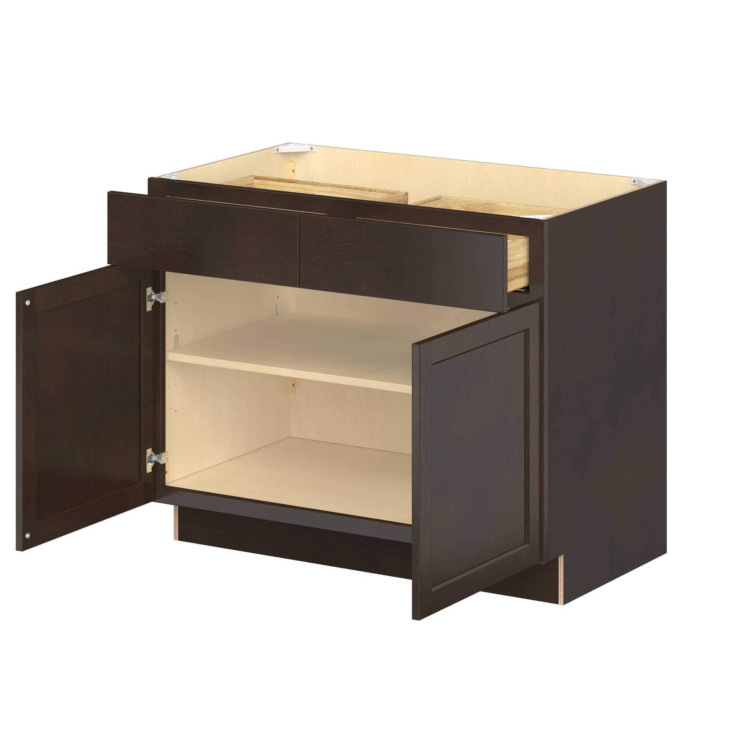 Baxley 42 in. Stained Cocoa Door and Drawer Base Cabinet