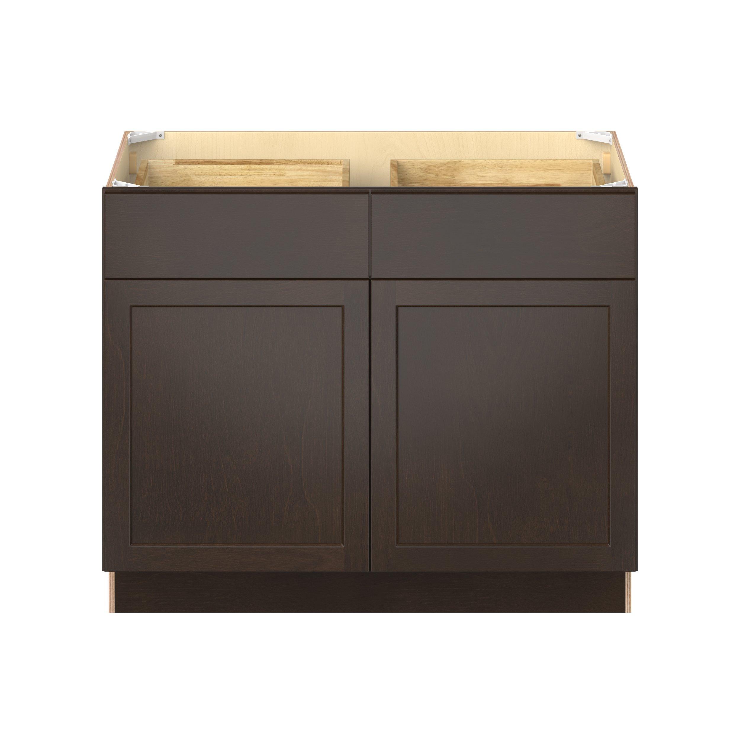 Baxley 42 in. Stained Cocoa Door and Drawer Base Cabinet