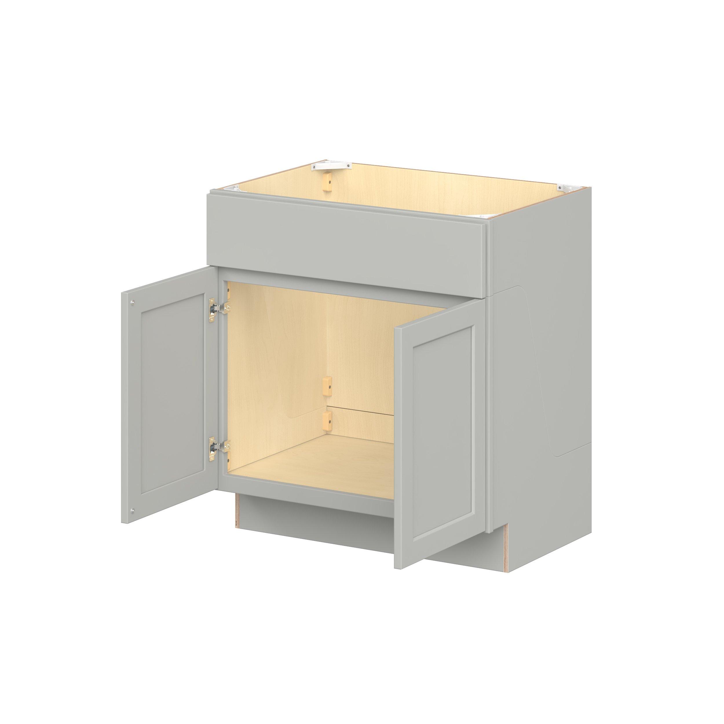 Baxley 30 in. Painted Whisper Gray Vanity Sink Base Cabinet - ADA
