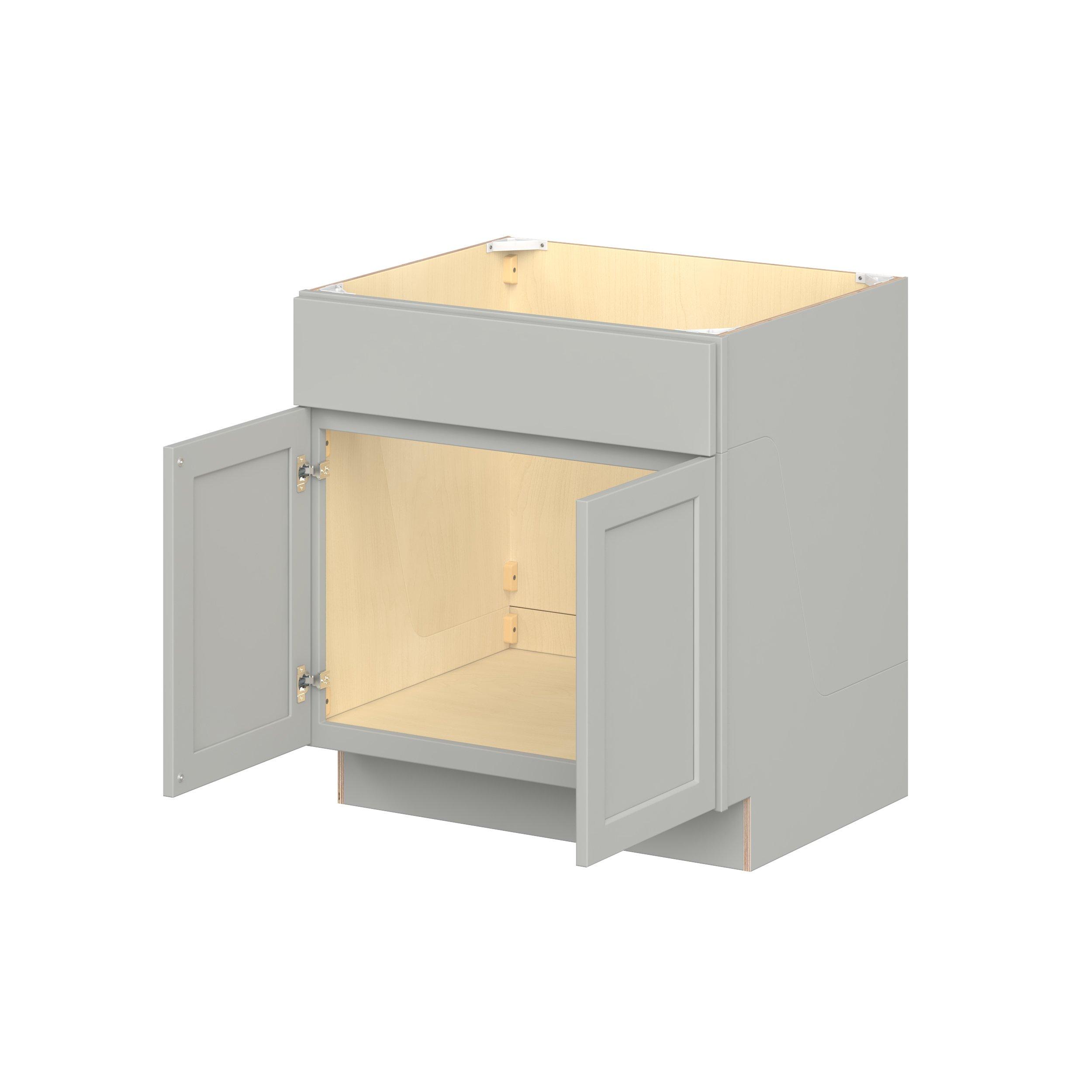 Baxley 36 in. Painted Whisper Gray Sink Base Cabinet with Removable Front - ADA