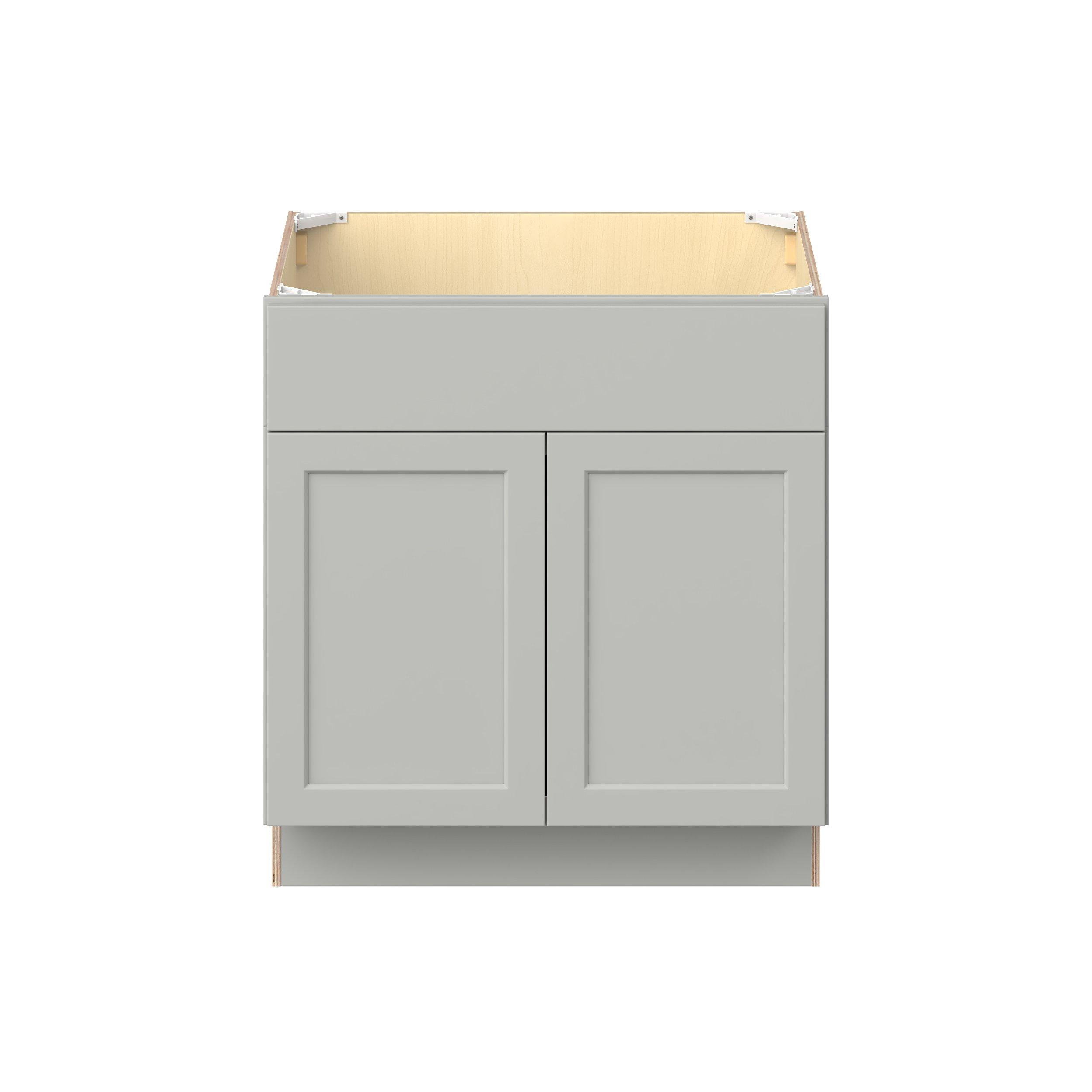 Baxley 36 in. Painted Whisper Gray Sink Base Cabinet with Removable Front - ADA