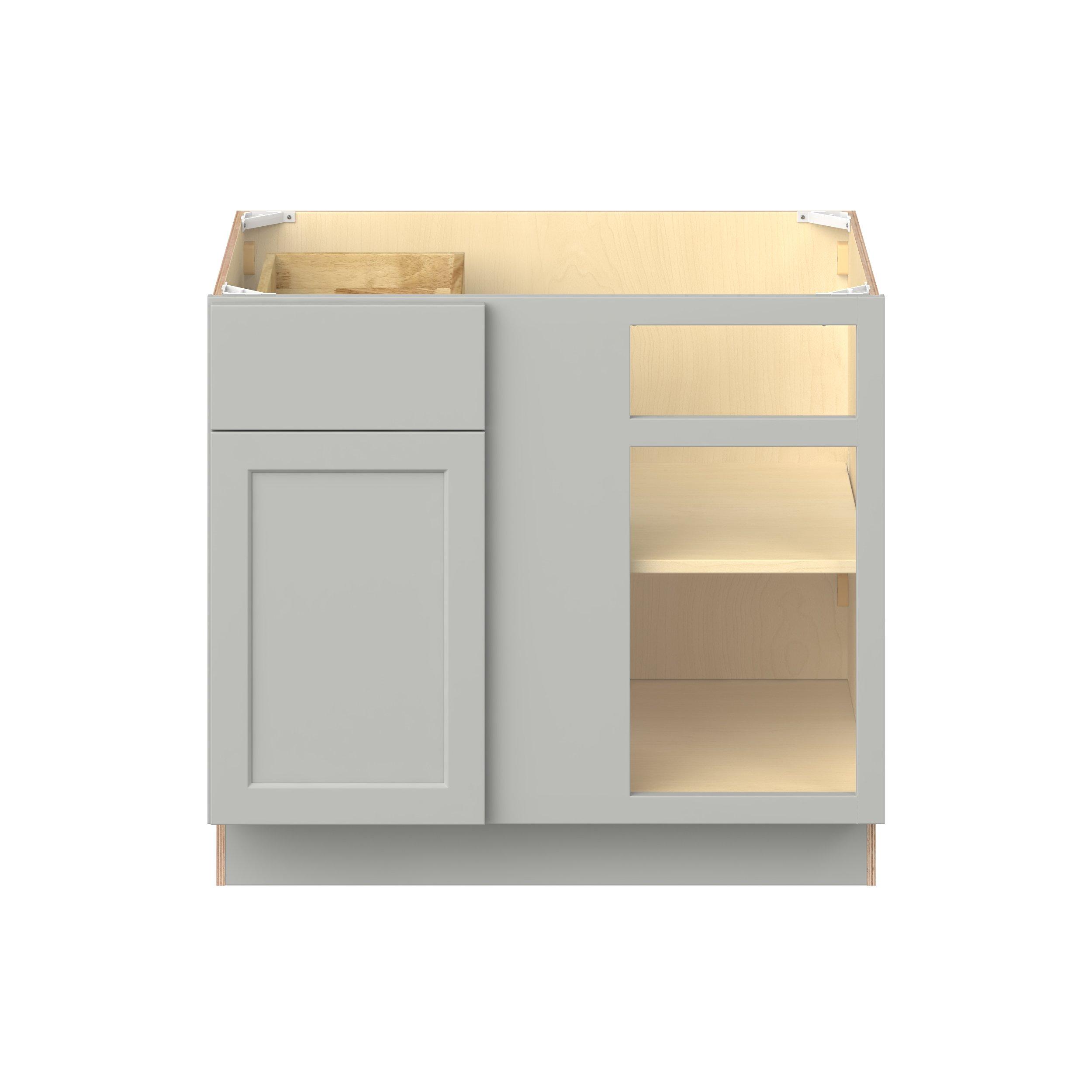 Baxley 36 in. Painted Whisper Gray Blind Corner Base Cabinet - ADA