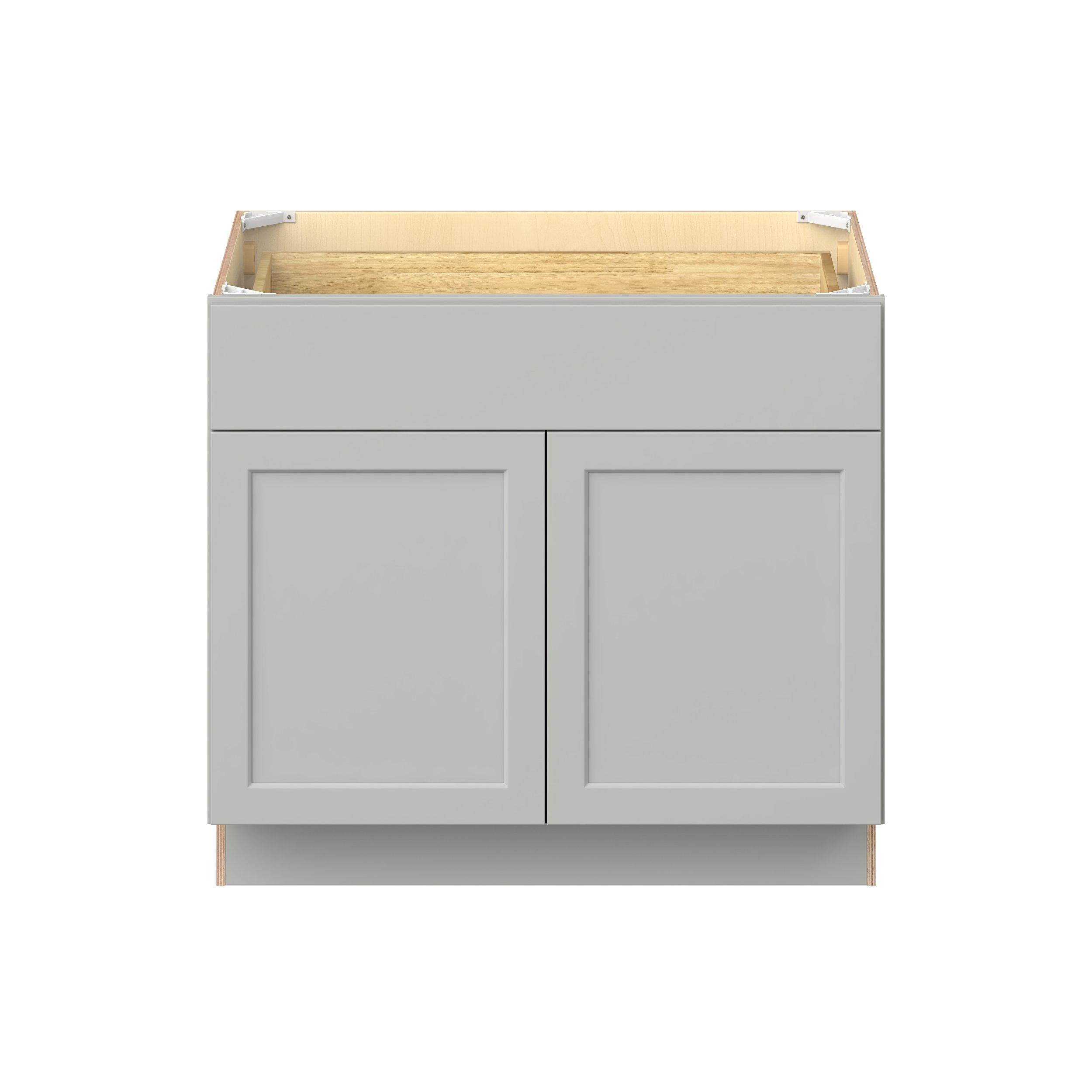 Baxley 36 in. Painted Whisper Gray Door and Drawer Base Cabinet - ADA