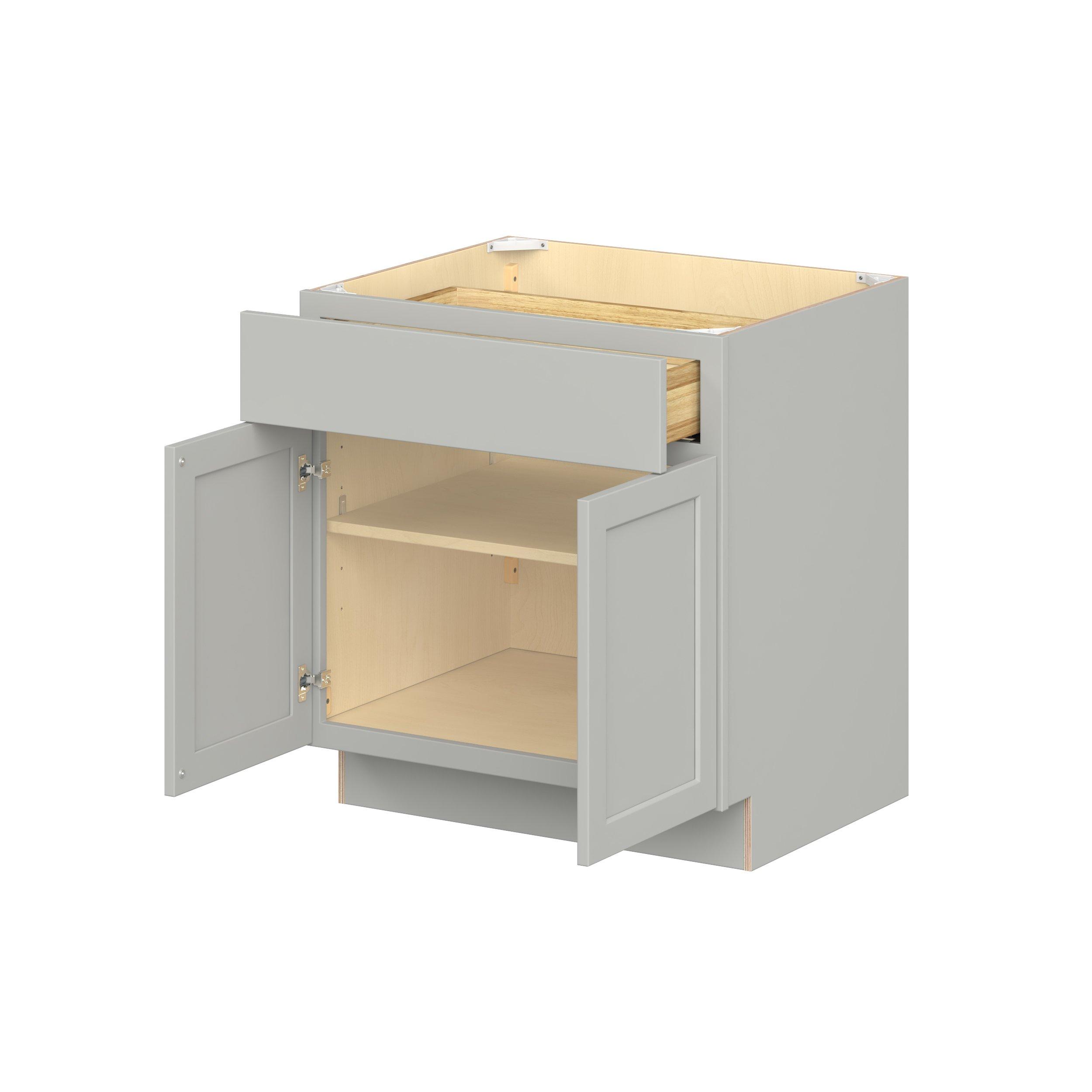 Baxley 30 in. Painted Whisper Gray Door and Drawer Base Cabinet - ADA
