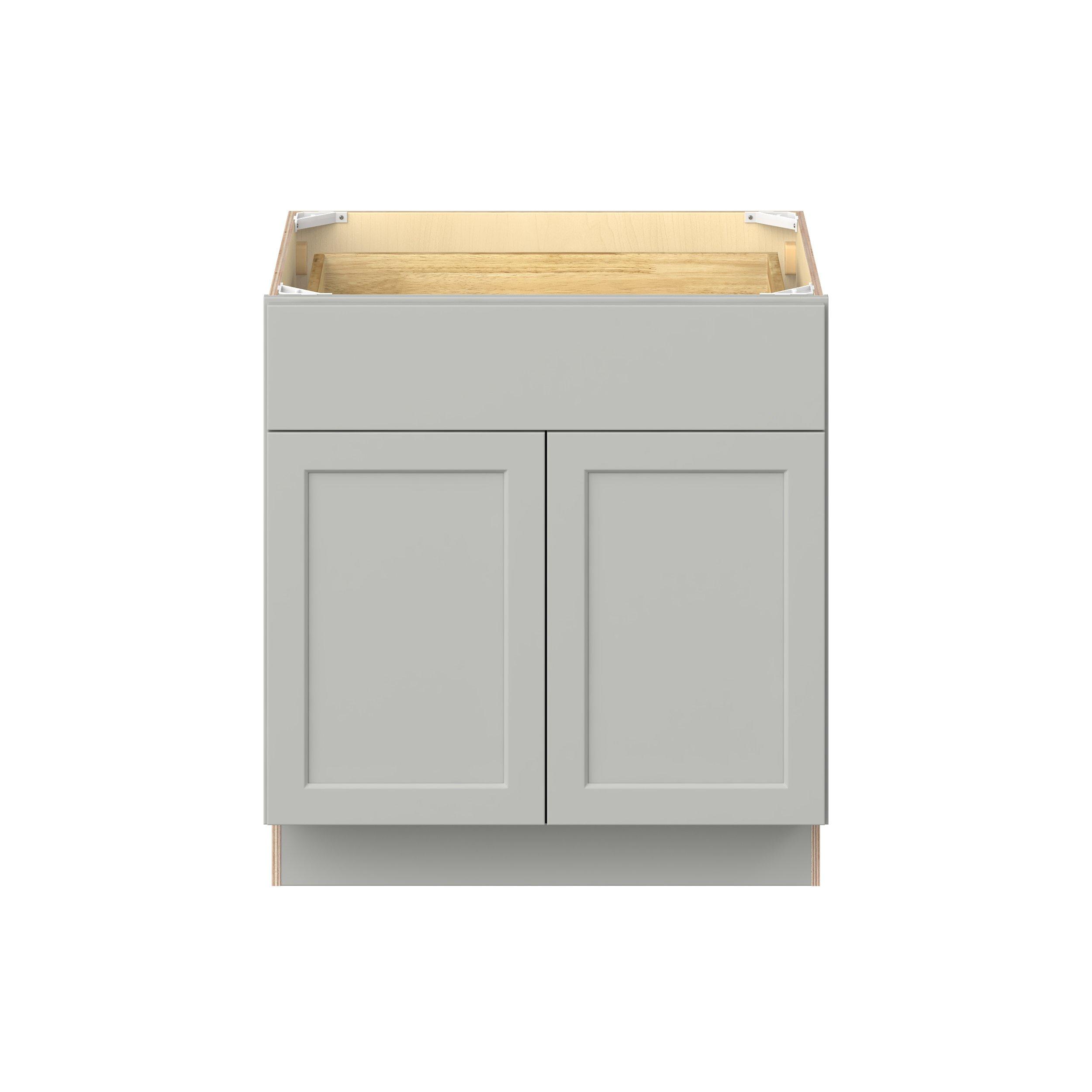 Baxley 30 in. Painted Whisper Gray Door and Drawer Base Cabinet - ADA