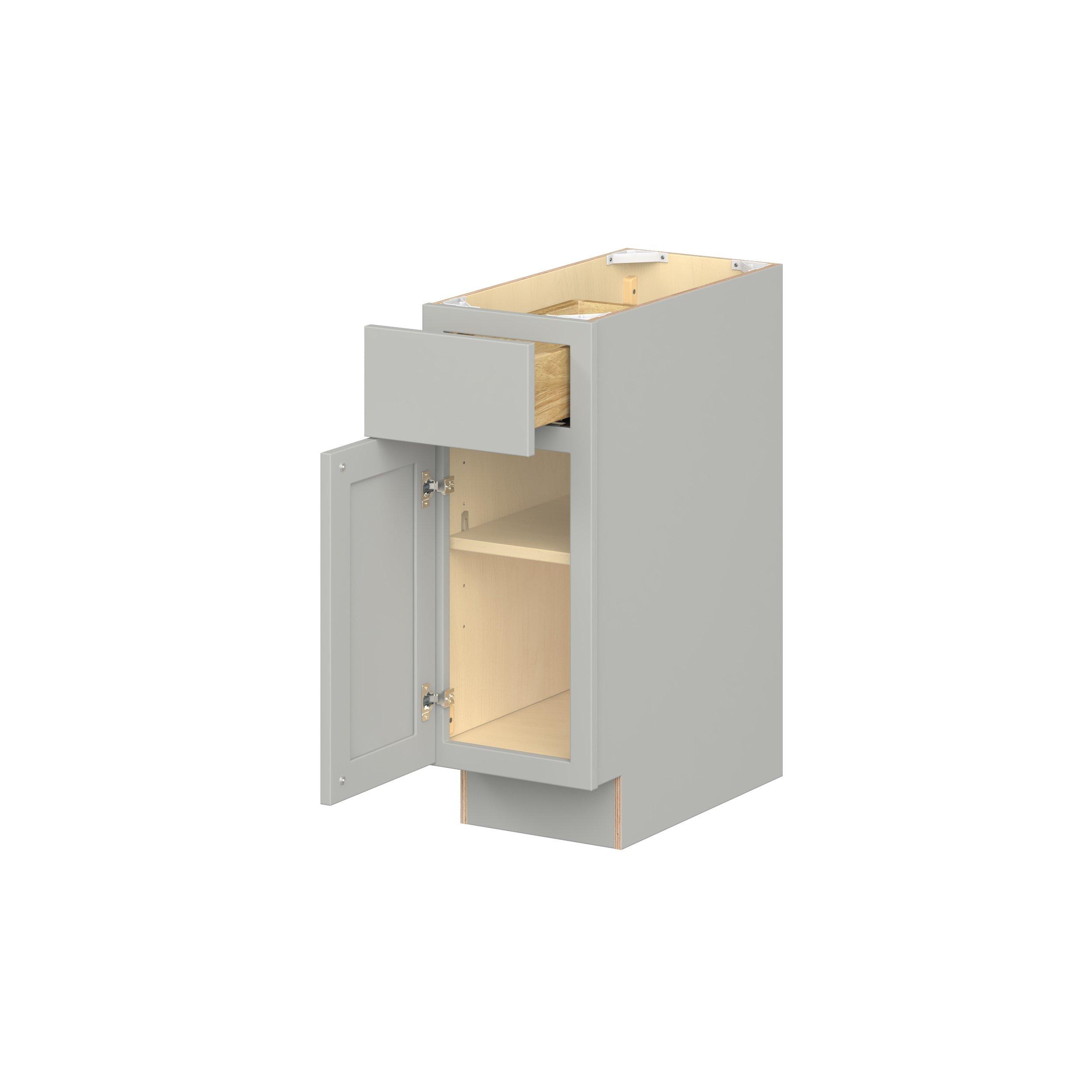 Baxley 24 in. Painted Whisper Gray Door and Drawer Base Cabinet - ADA - Left Door Hinge