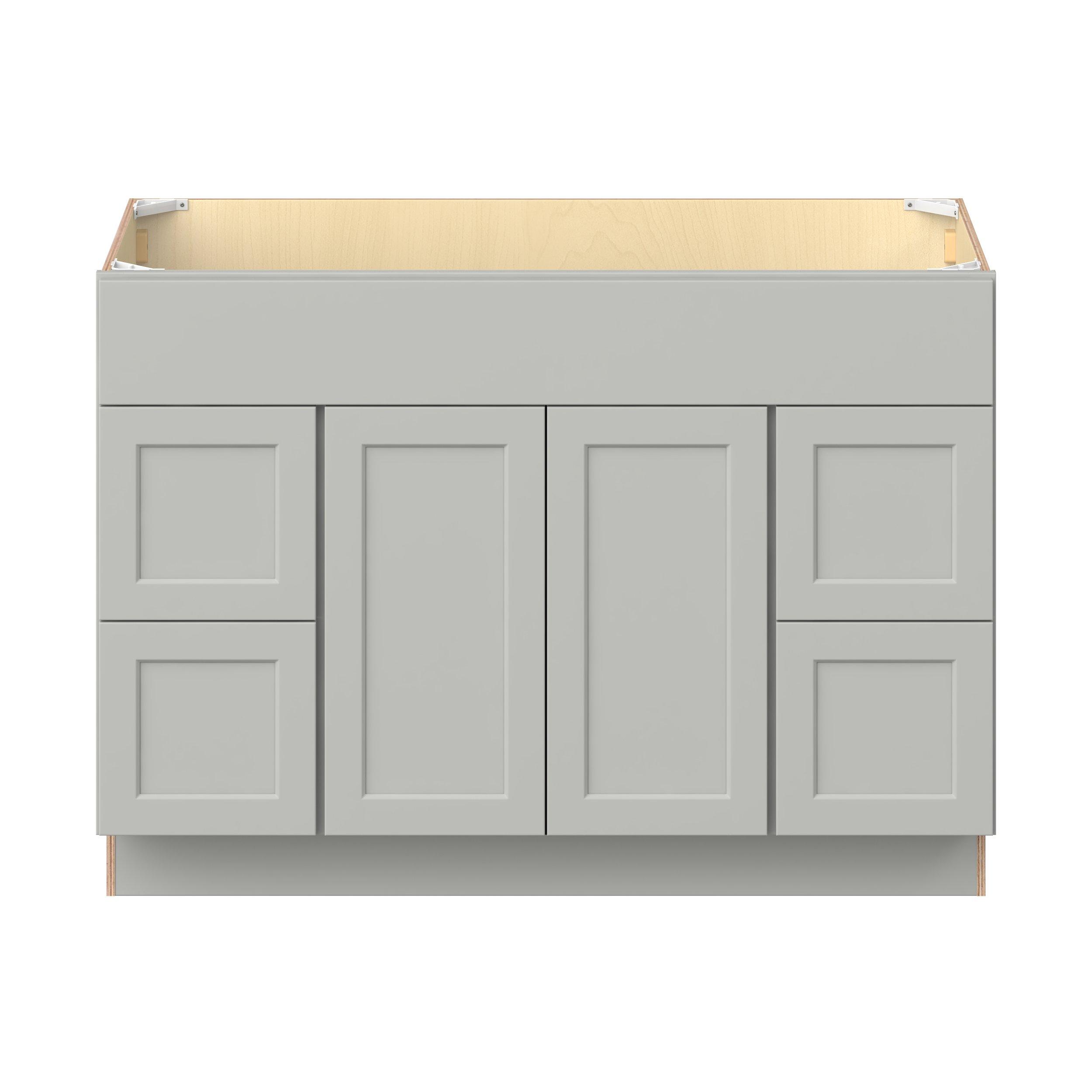 Baxley 48 in. Painted Whisper Gray Vanity Sink Door and Drawer Base Cabinet