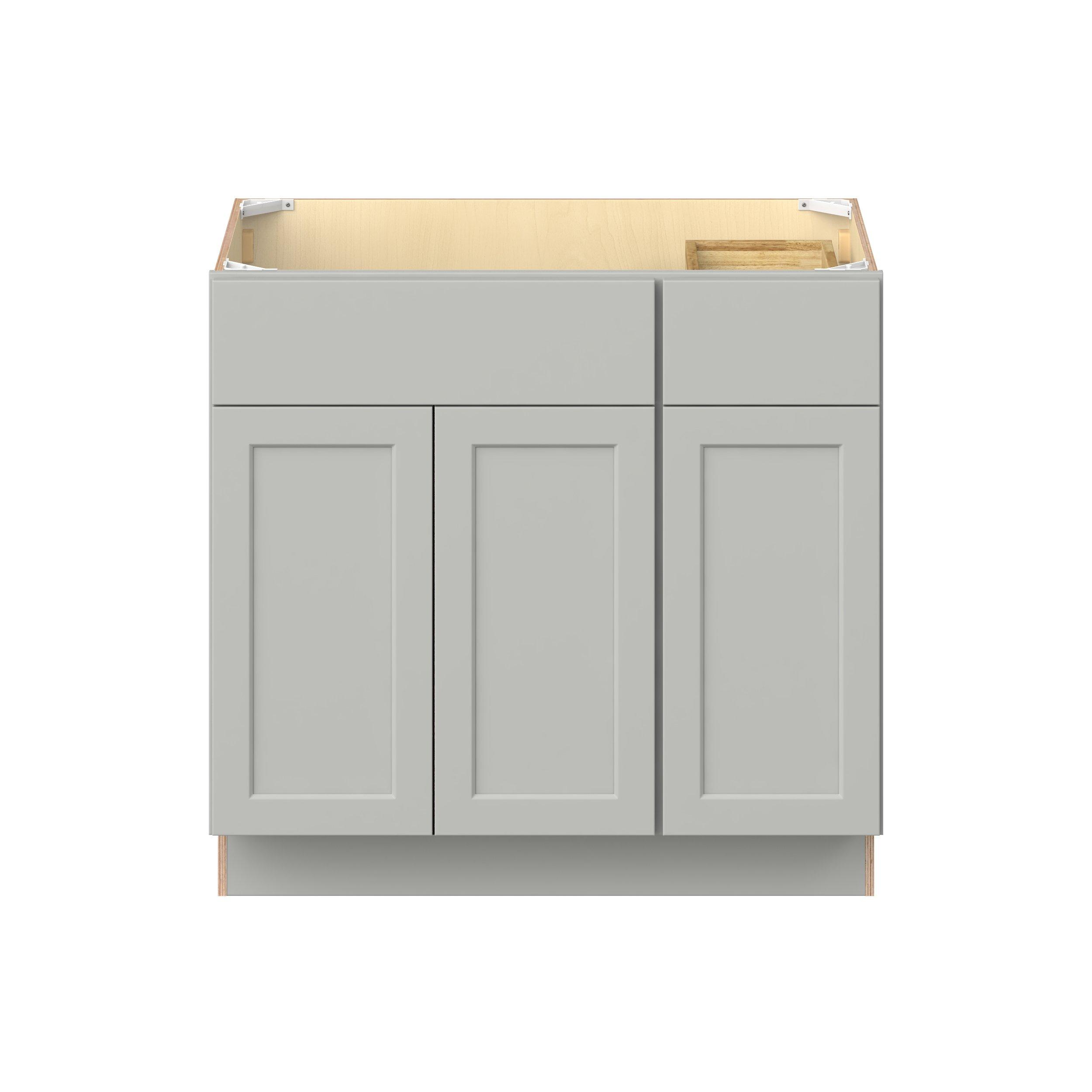Baxley 42 in. Painted Whisper Gray Vanity Sink Door and Drawer Base Cabinet