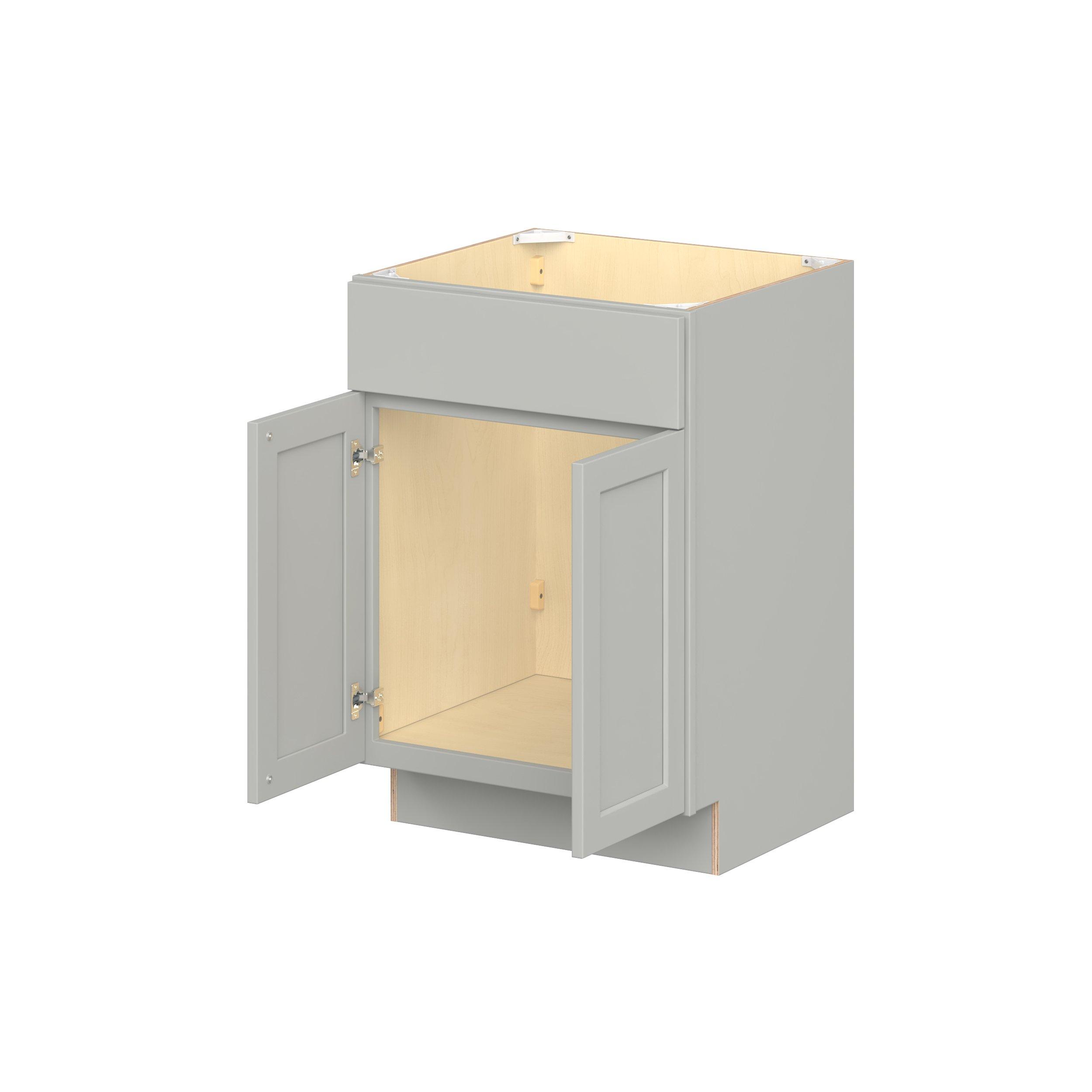 Baxley 24 in. Painted Whisper Gray Vanity Sink Base Cabinet