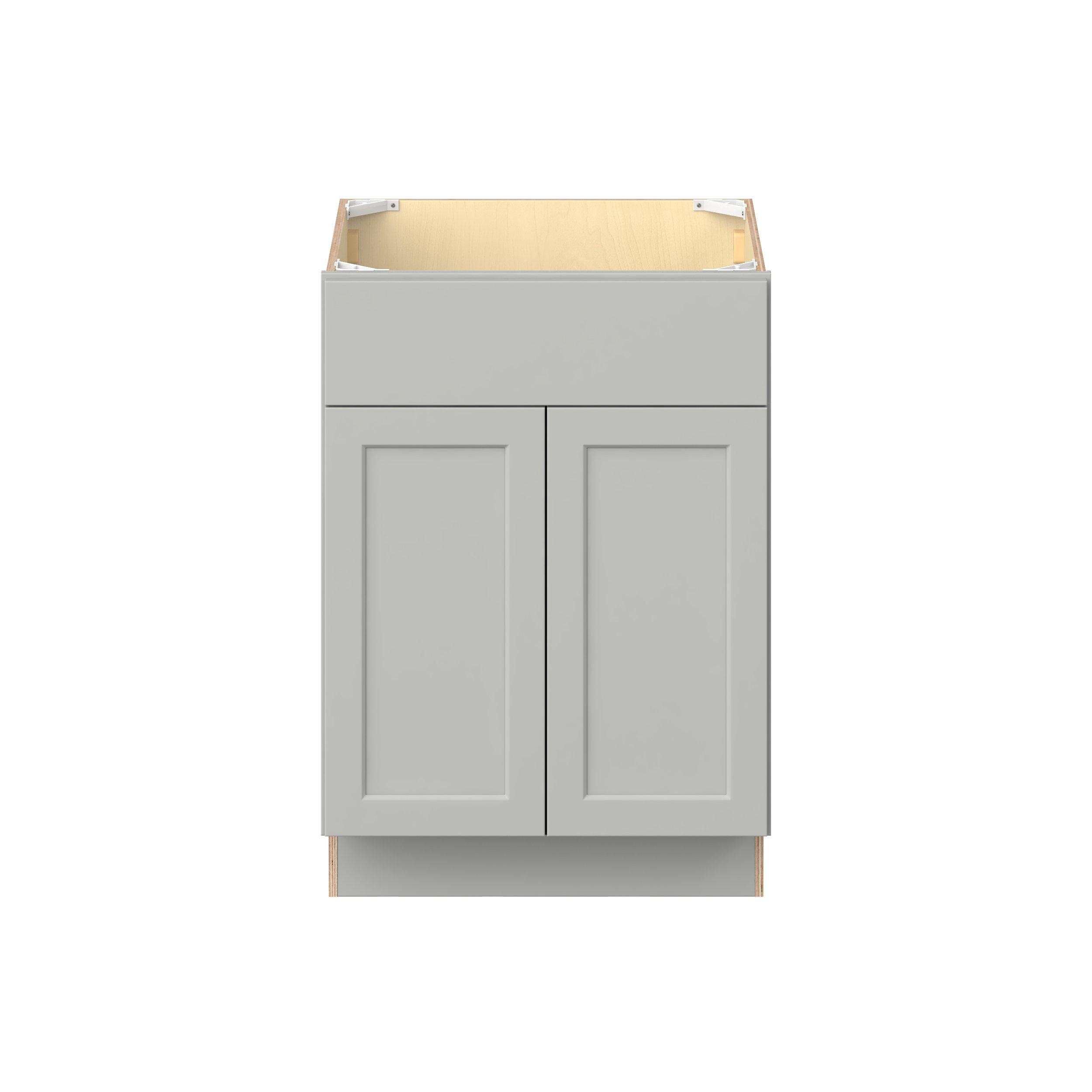 Baxley 24 in. Painted Whisper Gray Vanity Sink Base Cabinet