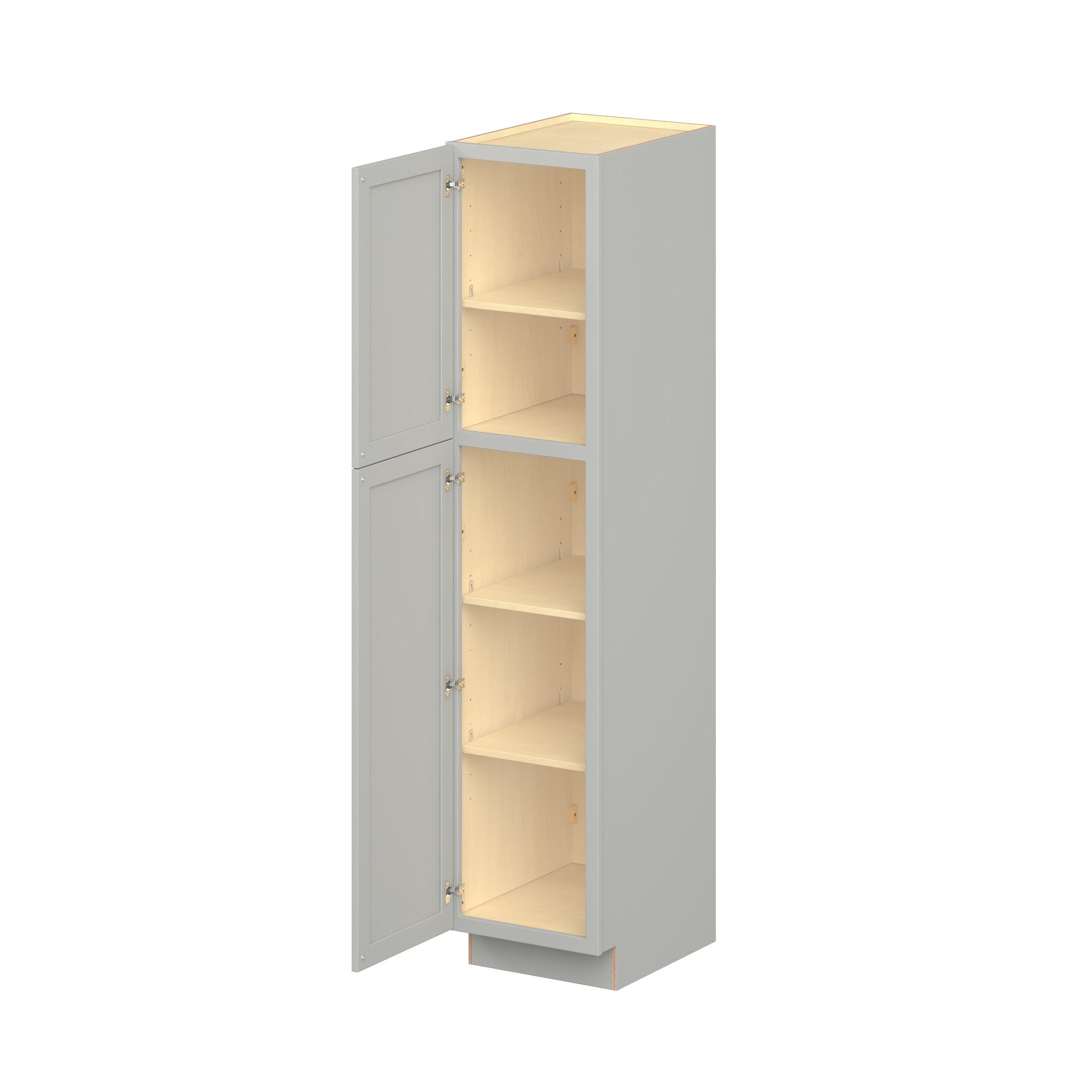 Baxley 18 in. Painted Whisper Gray Plywood Pantry Cabinet - Left Door Hinge