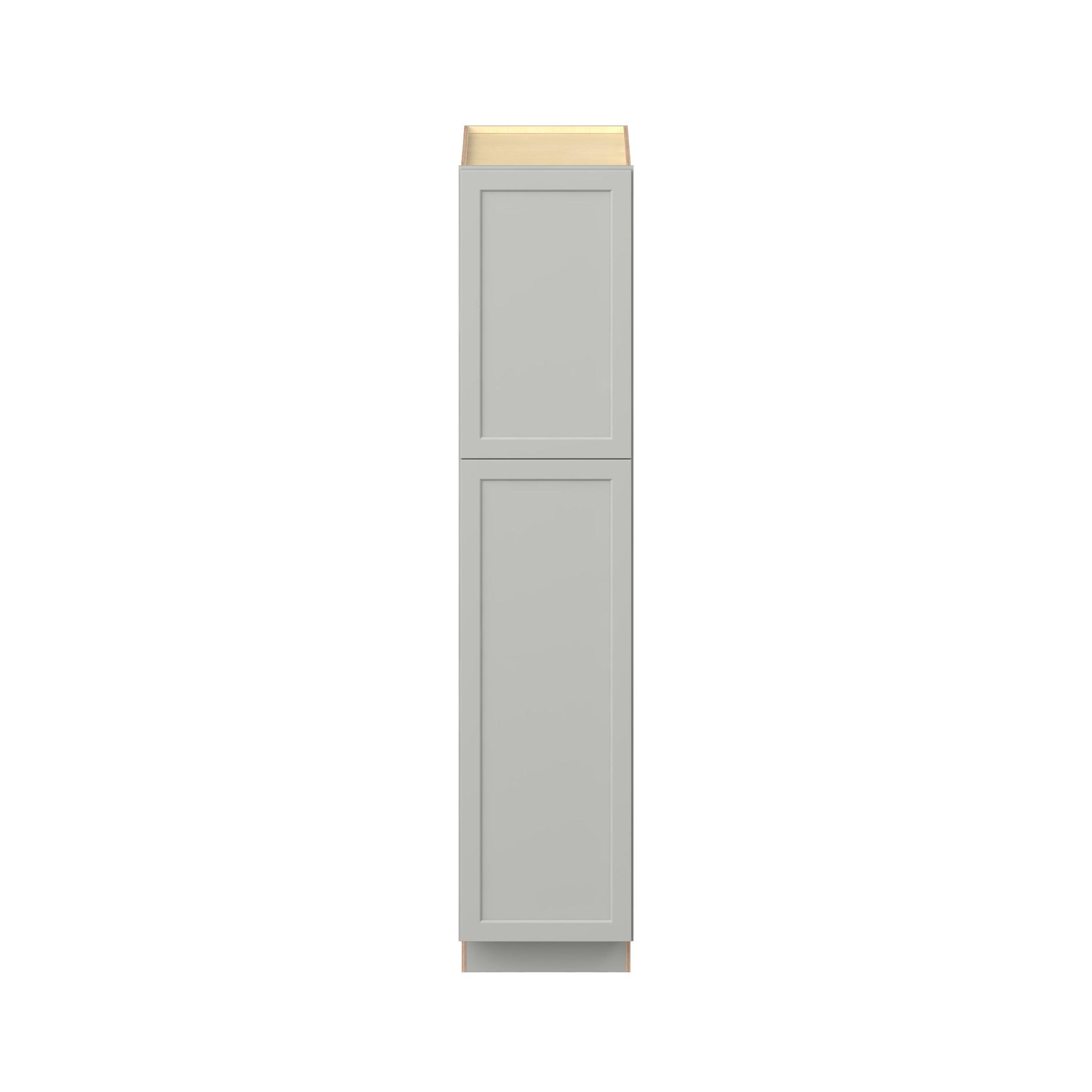 Baxley 18 in. Painted Whisper Gray Plywood Pantry Cabinet - Left Door Hinge