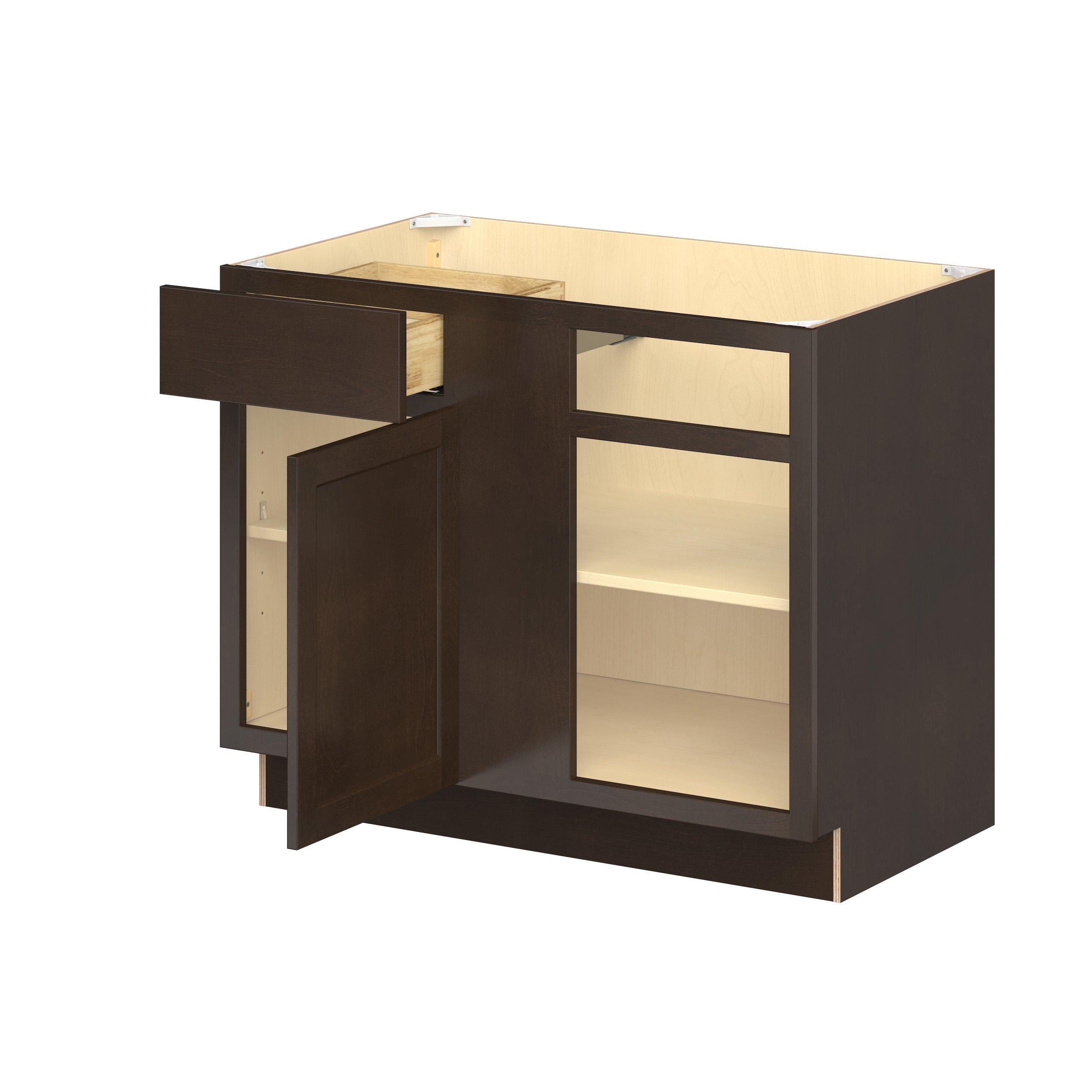 Baxley 42 in. Stained Cocoa Blind Corner Base Cabinet