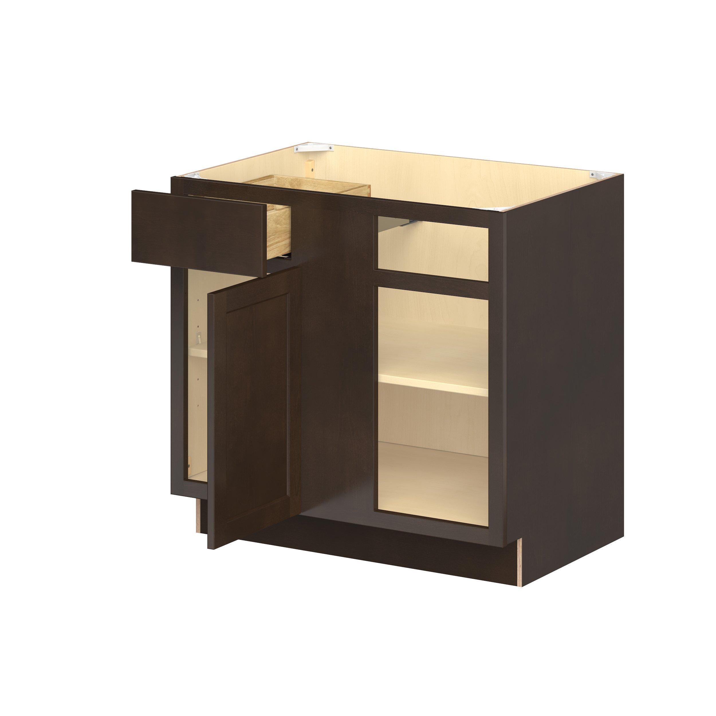 Baxley 36 in. Stained Cocoa Blind Corner Base Cabinet