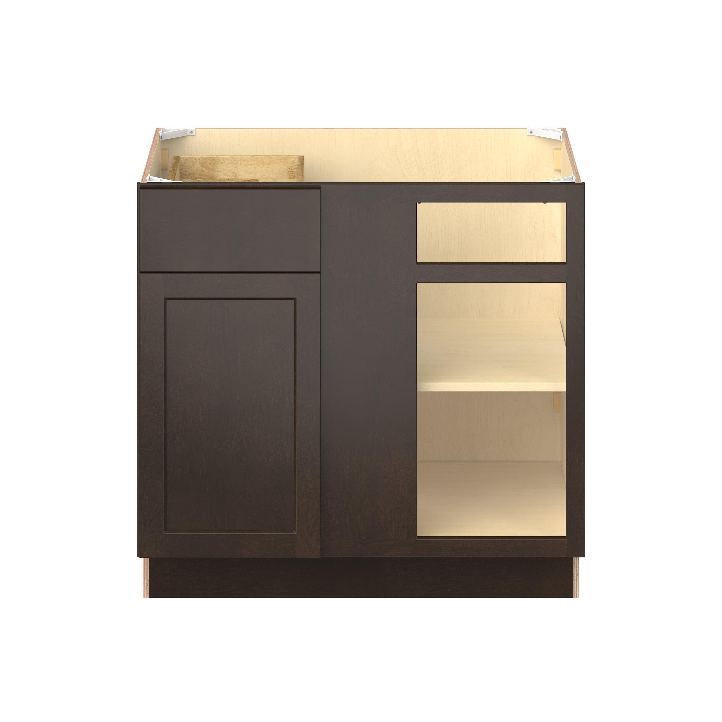 Baxley 36 in. Stained Cocoa Blind Corner Base Cabinet