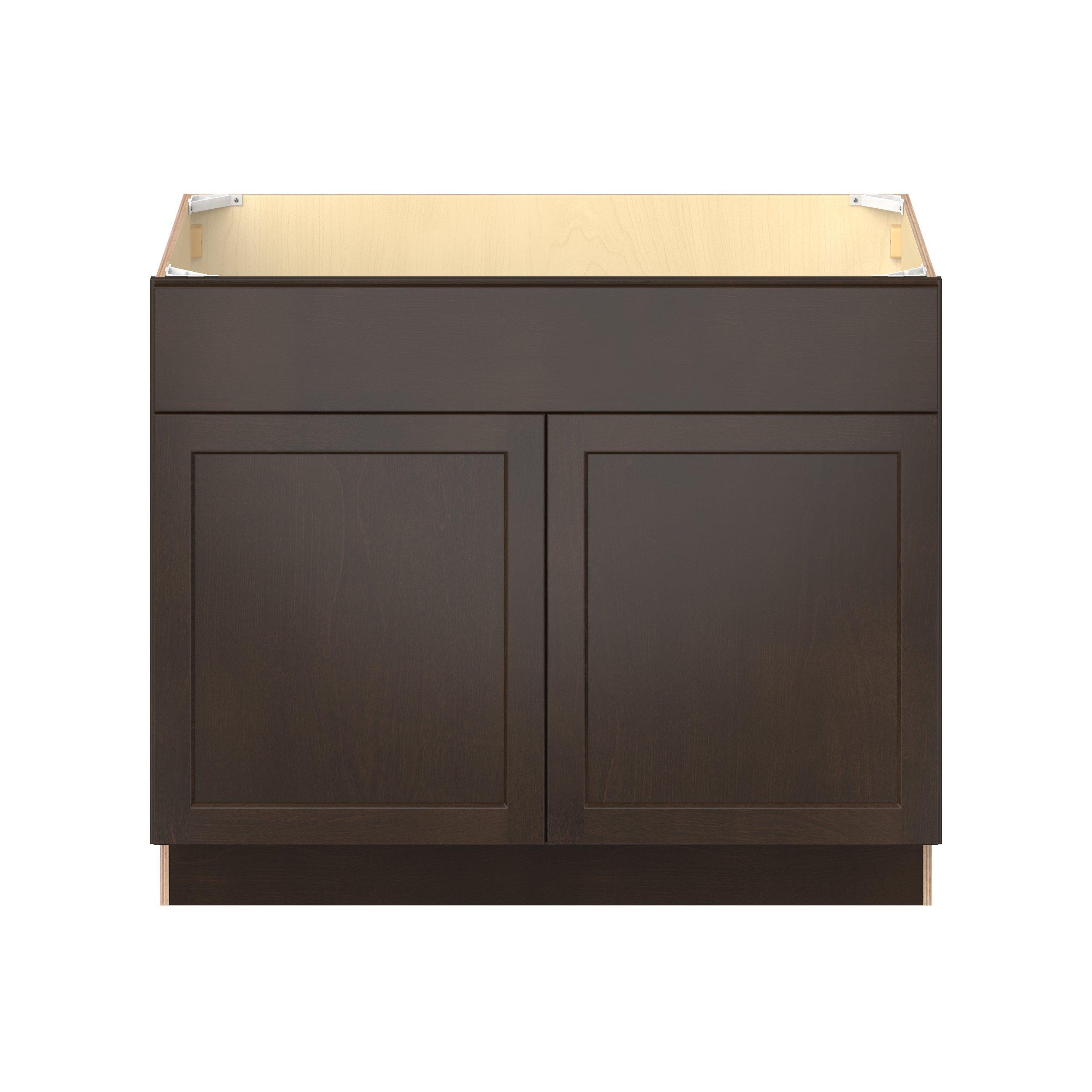Baxley 42 in. Stained Cocoa Sink Base Cabinet with False Front