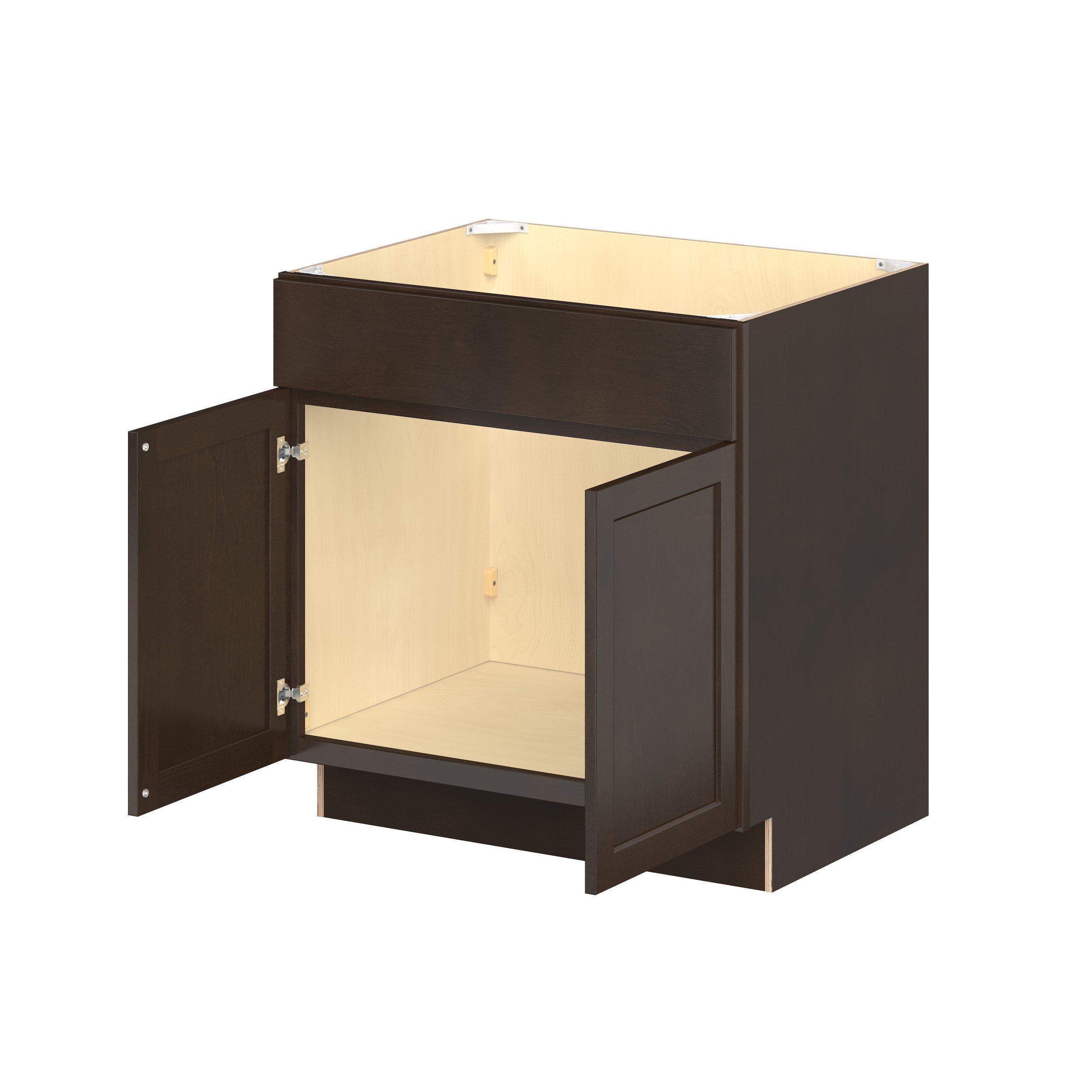 Baxley 33 in. Stained Cocoa Sink Base Cabinet with False Front