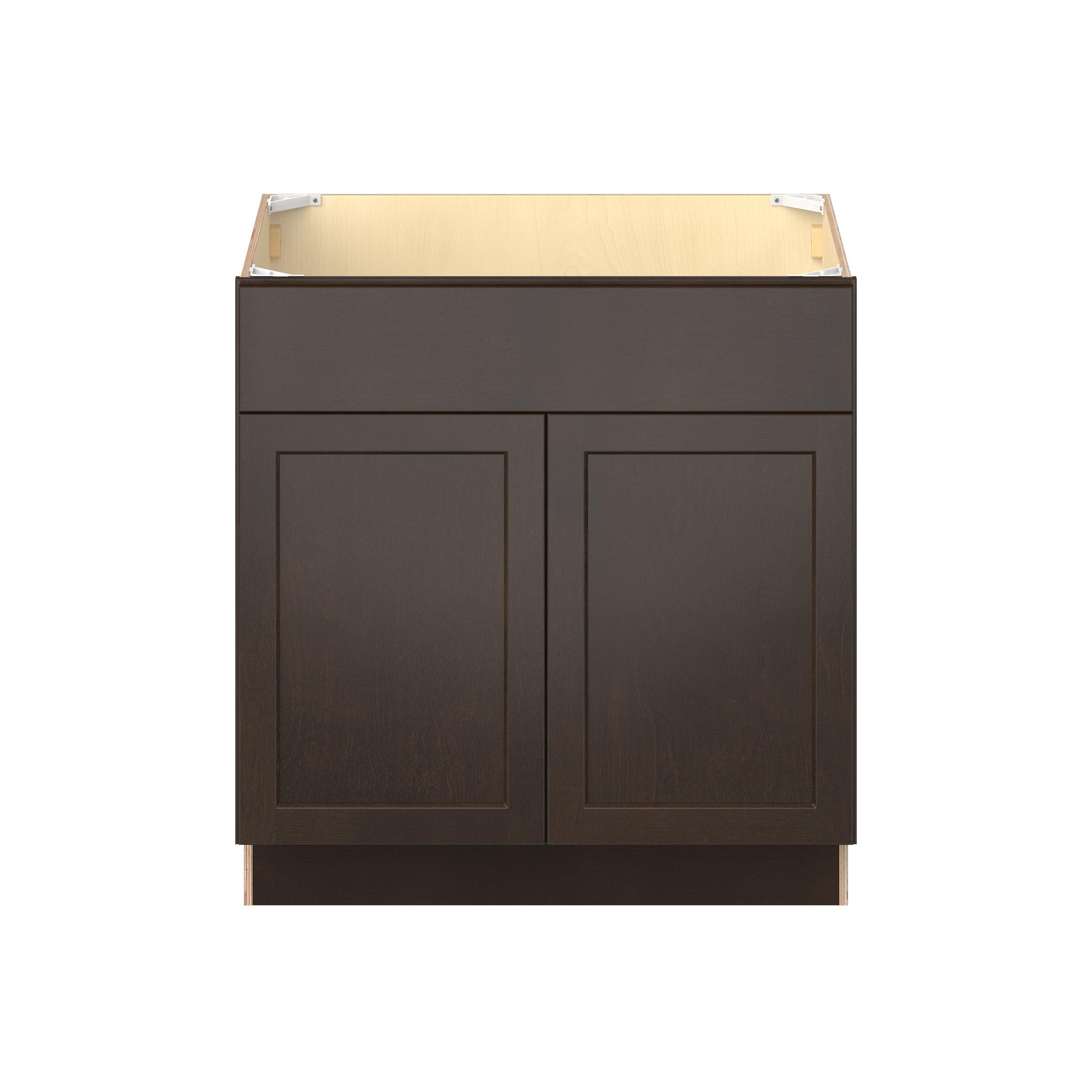 Baxley 33 in. Stained Cocoa Sink Base Cabinet with False Front