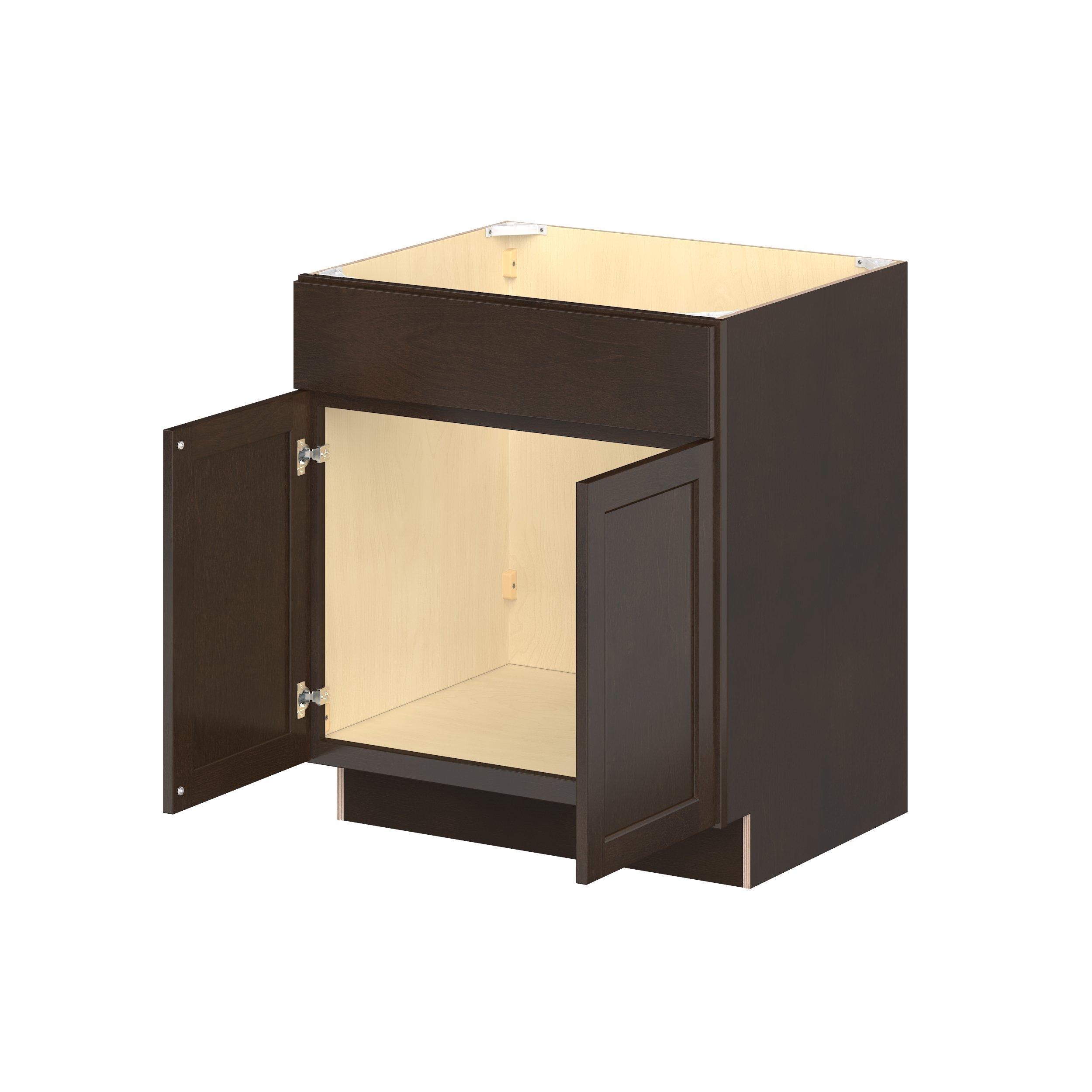 Baxley 30 in. Stained Cocoa Sink Base Cabinet with False Front
