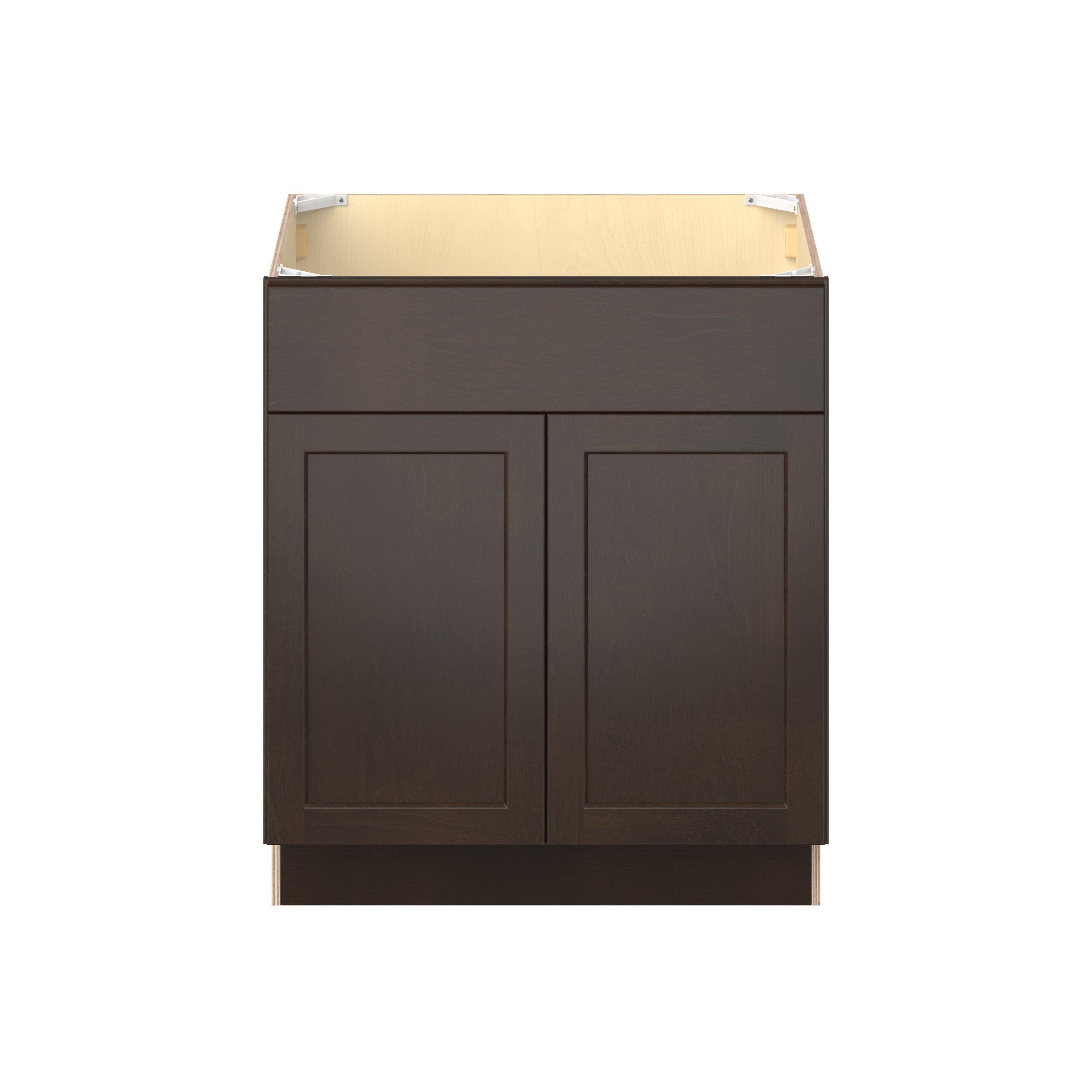 Baxley 30 in. Stained Cocoa Sink Base Cabinet with False Front