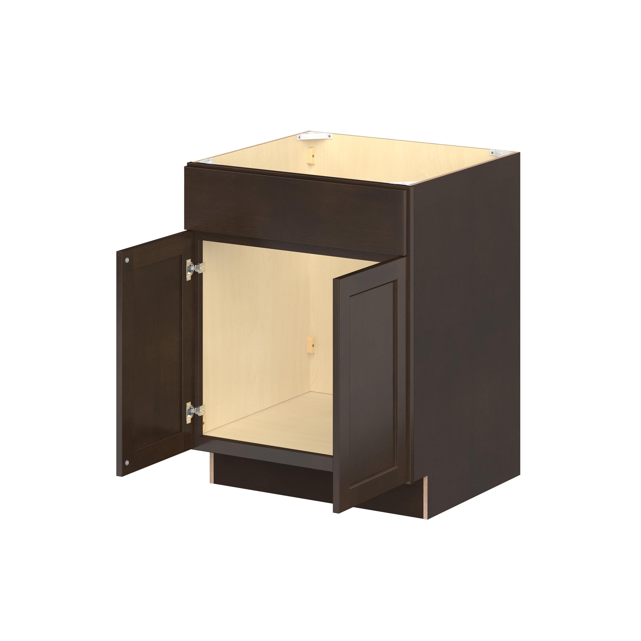 Baxley 27 in. Stained Cocoa Sink Base Cabinet with False Front