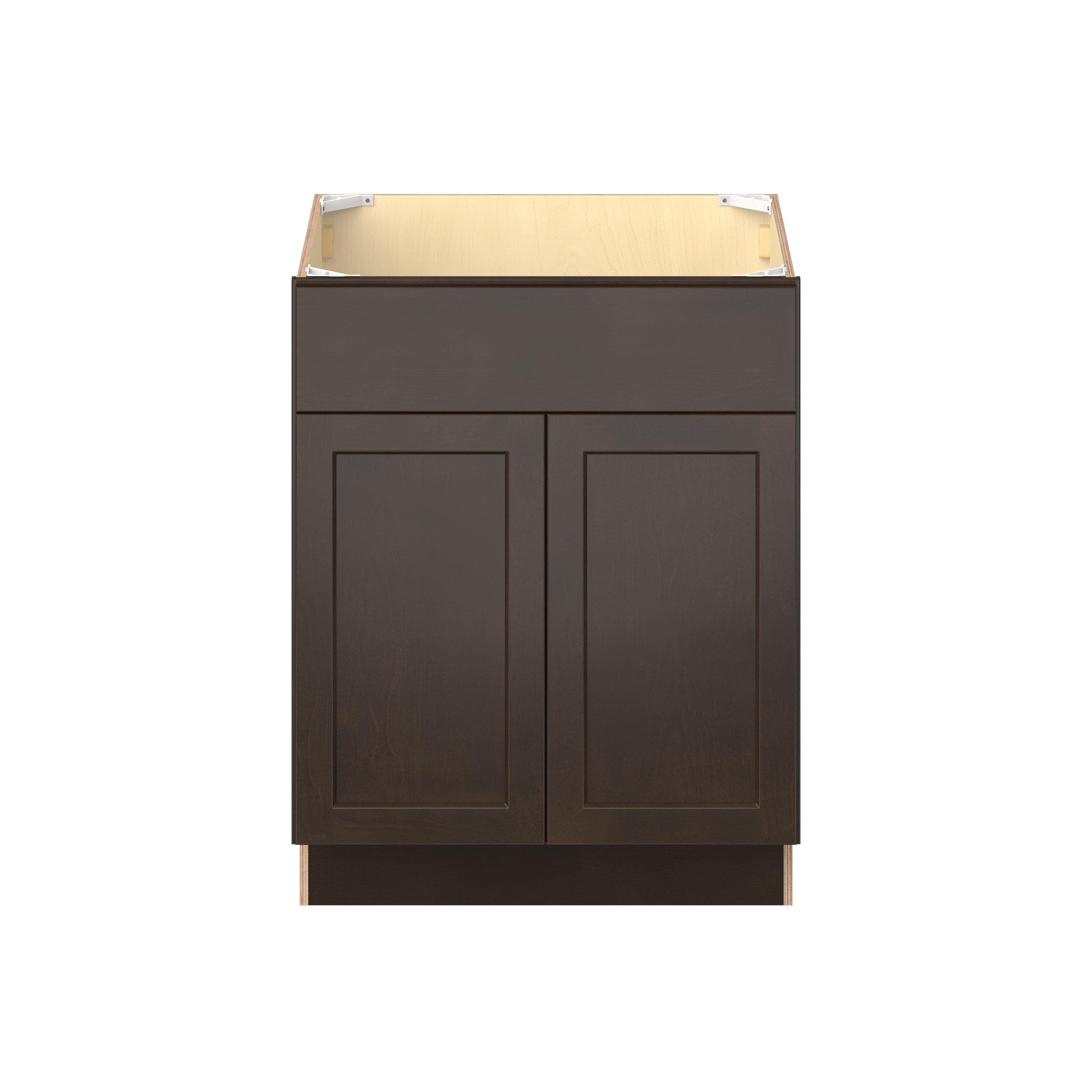 Baxley 27 in. Stained Cocoa Sink Base Cabinet with False Front