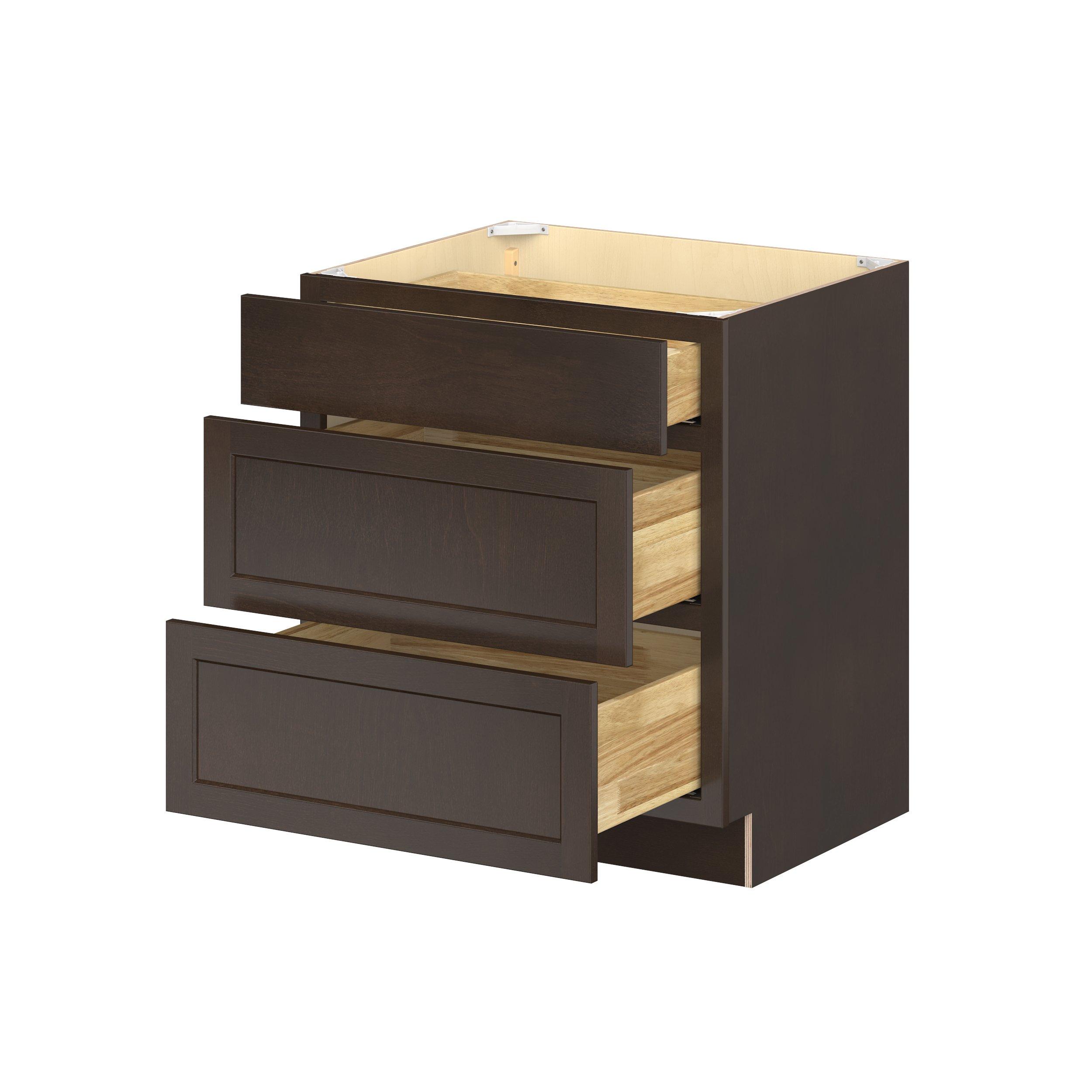 Baxley 30 in. Stained Cocoa Drawer Base Cabinet