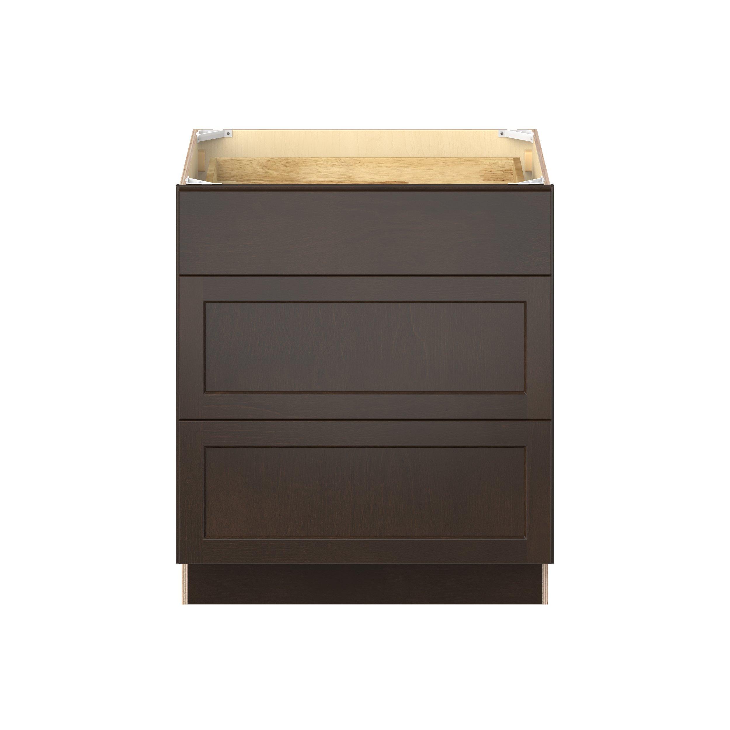Baxley 30 in. Stained Cocoa Drawer Base Cabinet