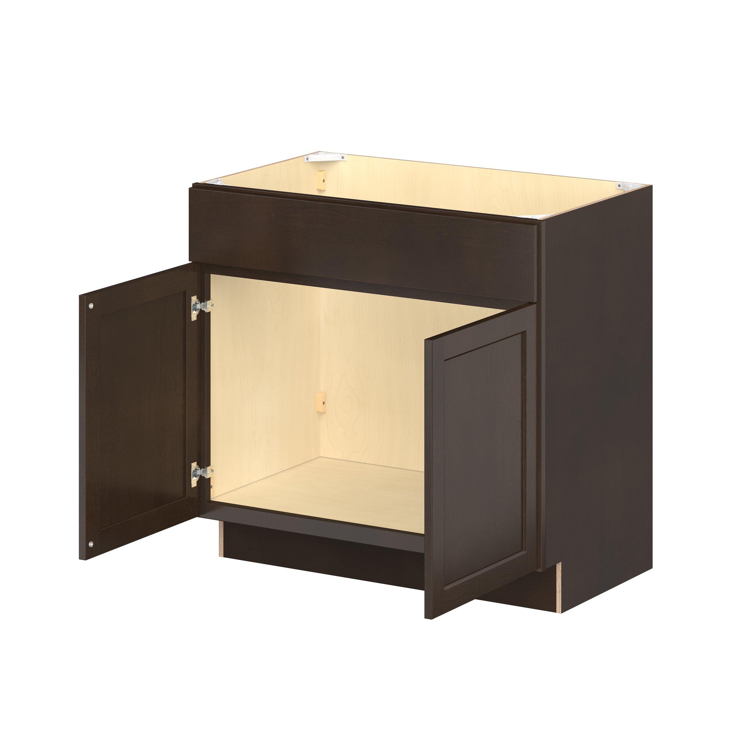 Baxley 36 in. Stained Cocoa Vanity Sink Base Cabinet