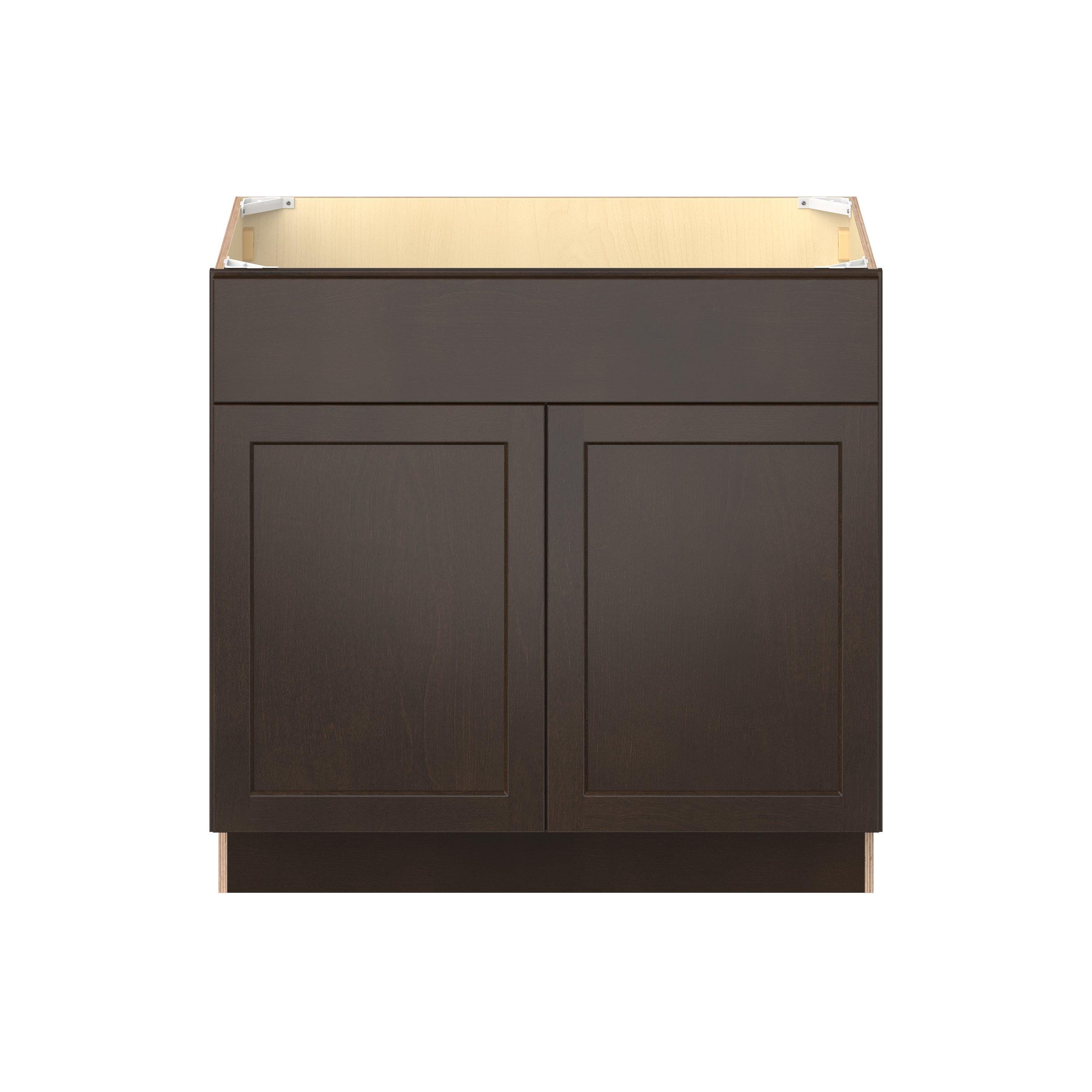 Baxley 36 in. Stained Cocoa Vanity Sink Base Cabinet