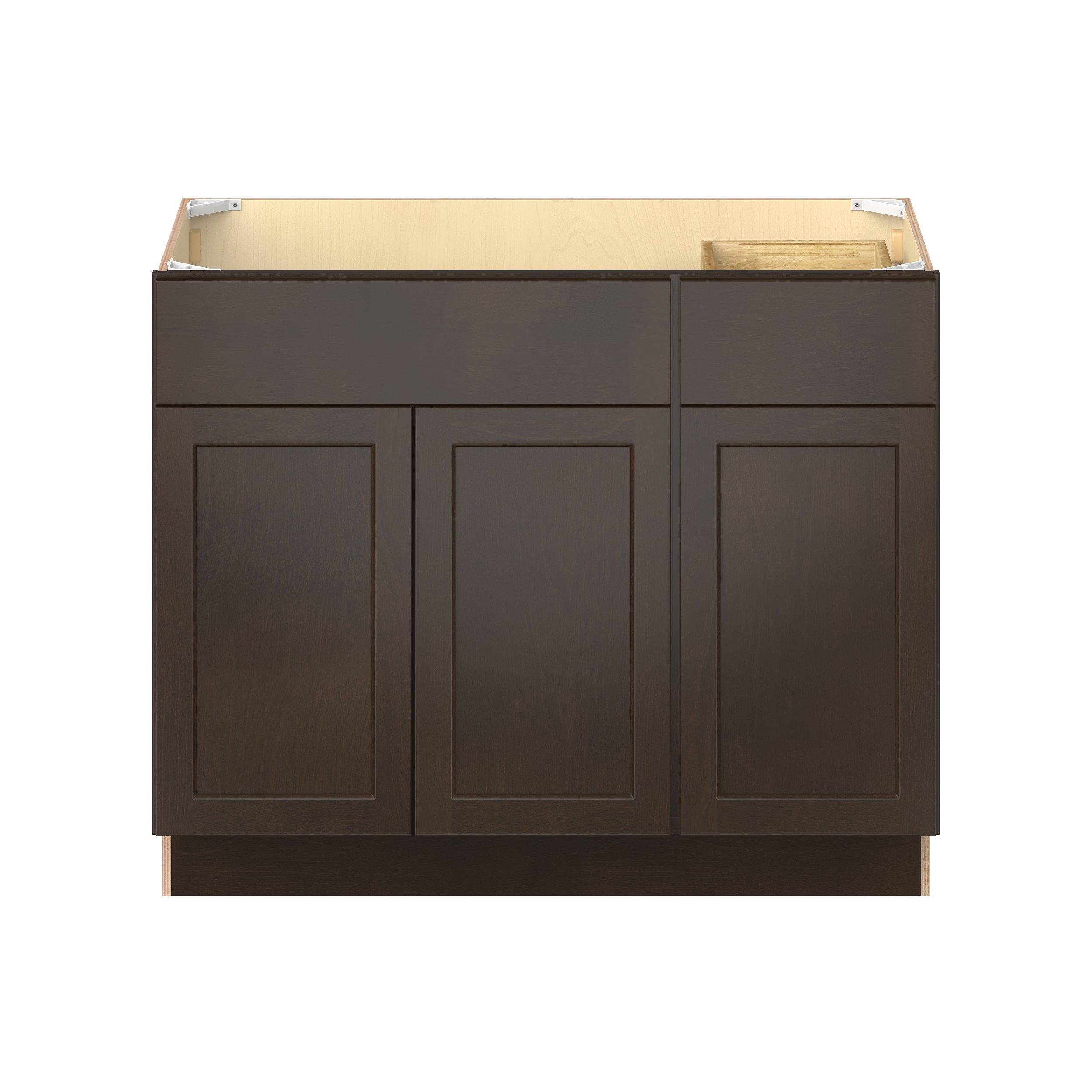 Baxley 42 in. Stained Cocoa Vanity Sink Door and Drawer Base Cabinet