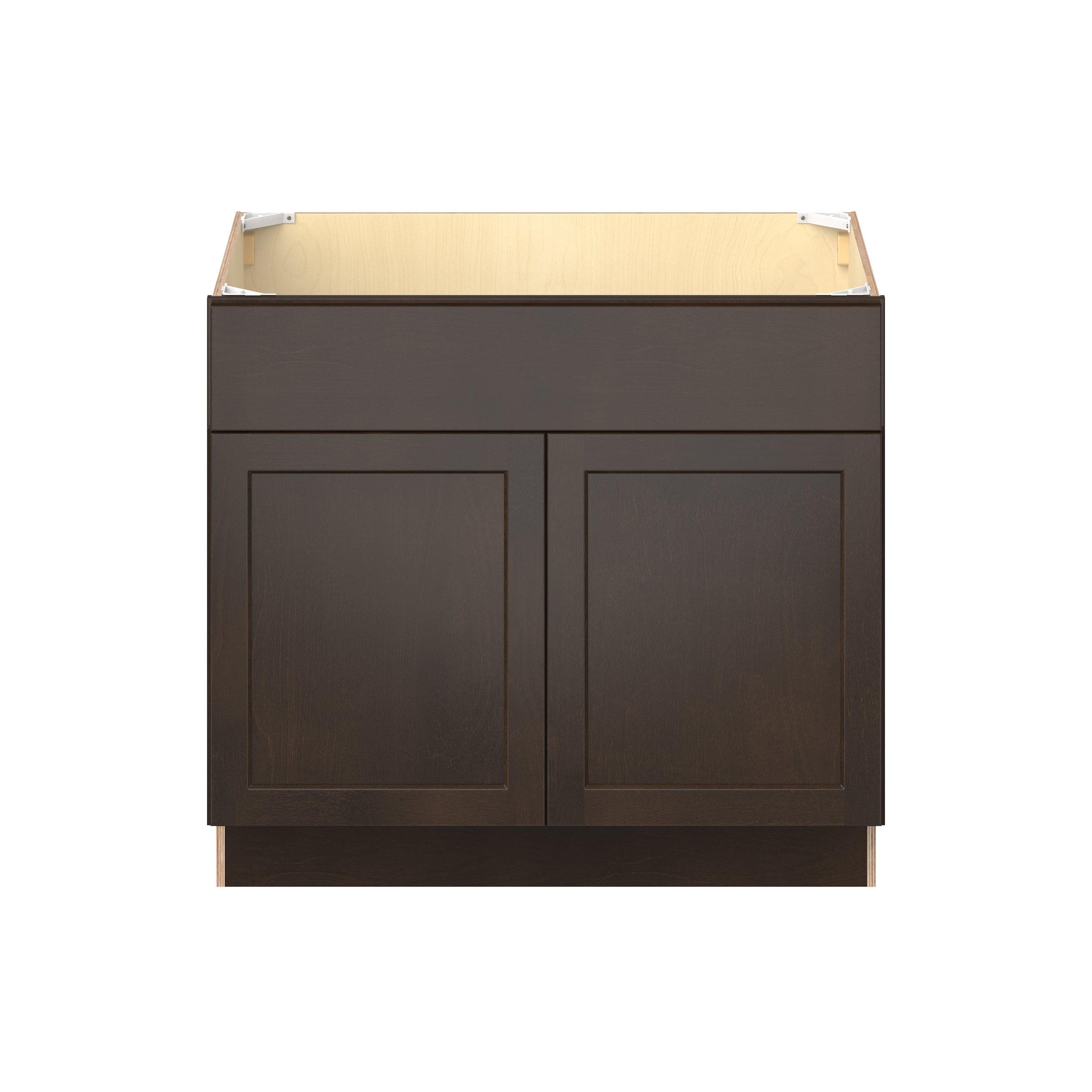Baxley 36 in. Stained Cocoa Sink Base Cabinet with Removable Front - ADA