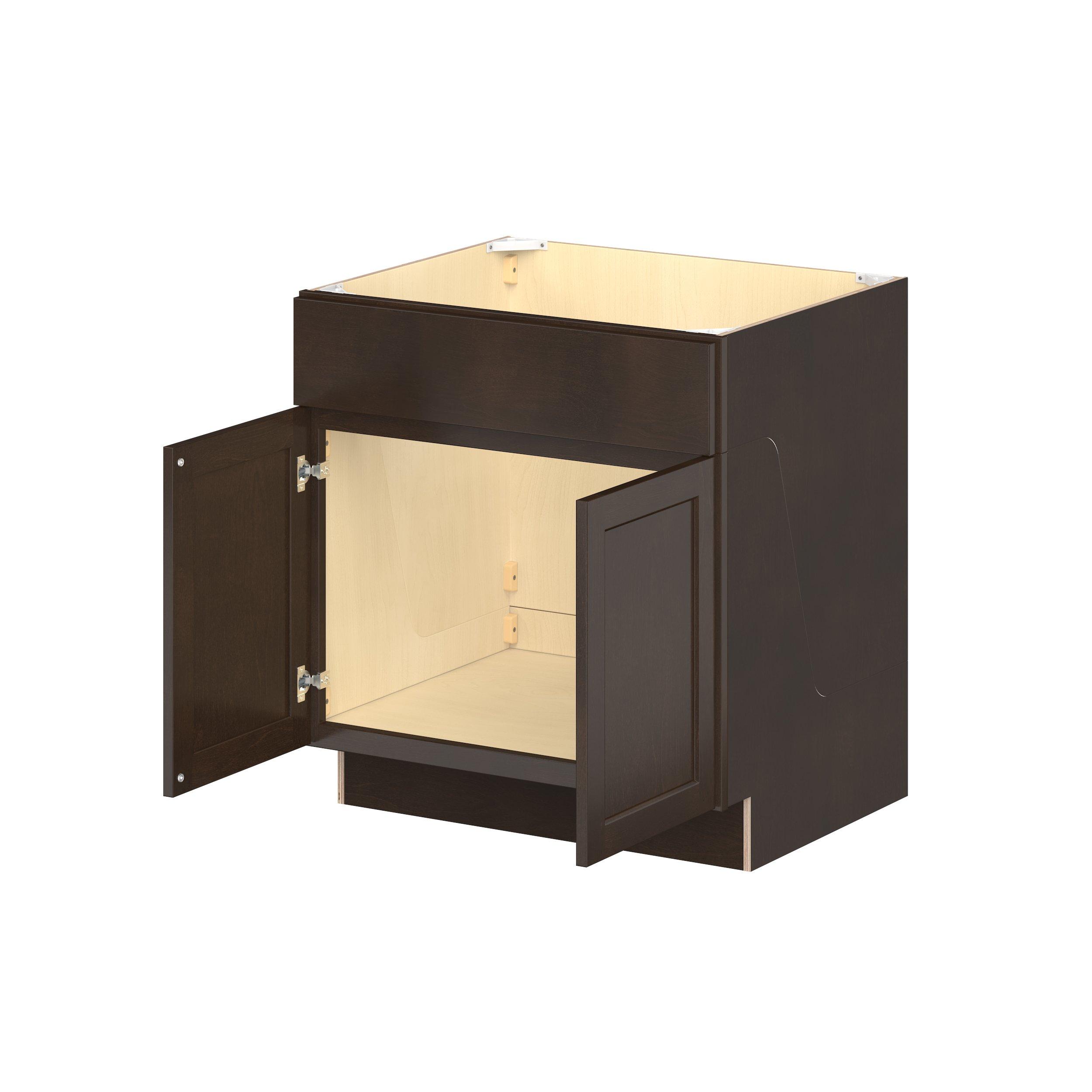 Baxley 30 in. Stained Cocoa Sink Base Cabinet with Removable Front - ADA