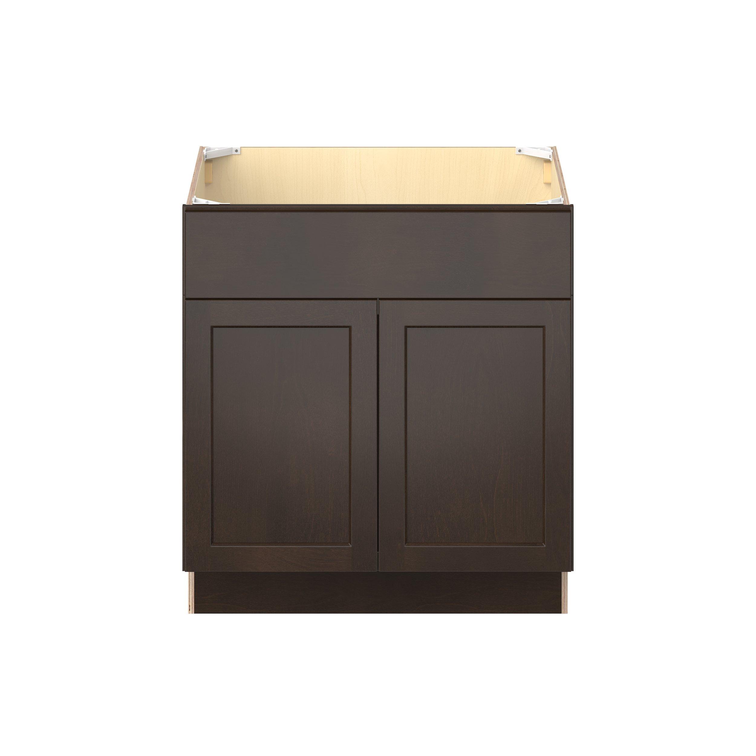 Baxley 30 in. Stained Cocoa Sink Base Cabinet with Removable Front - ADA