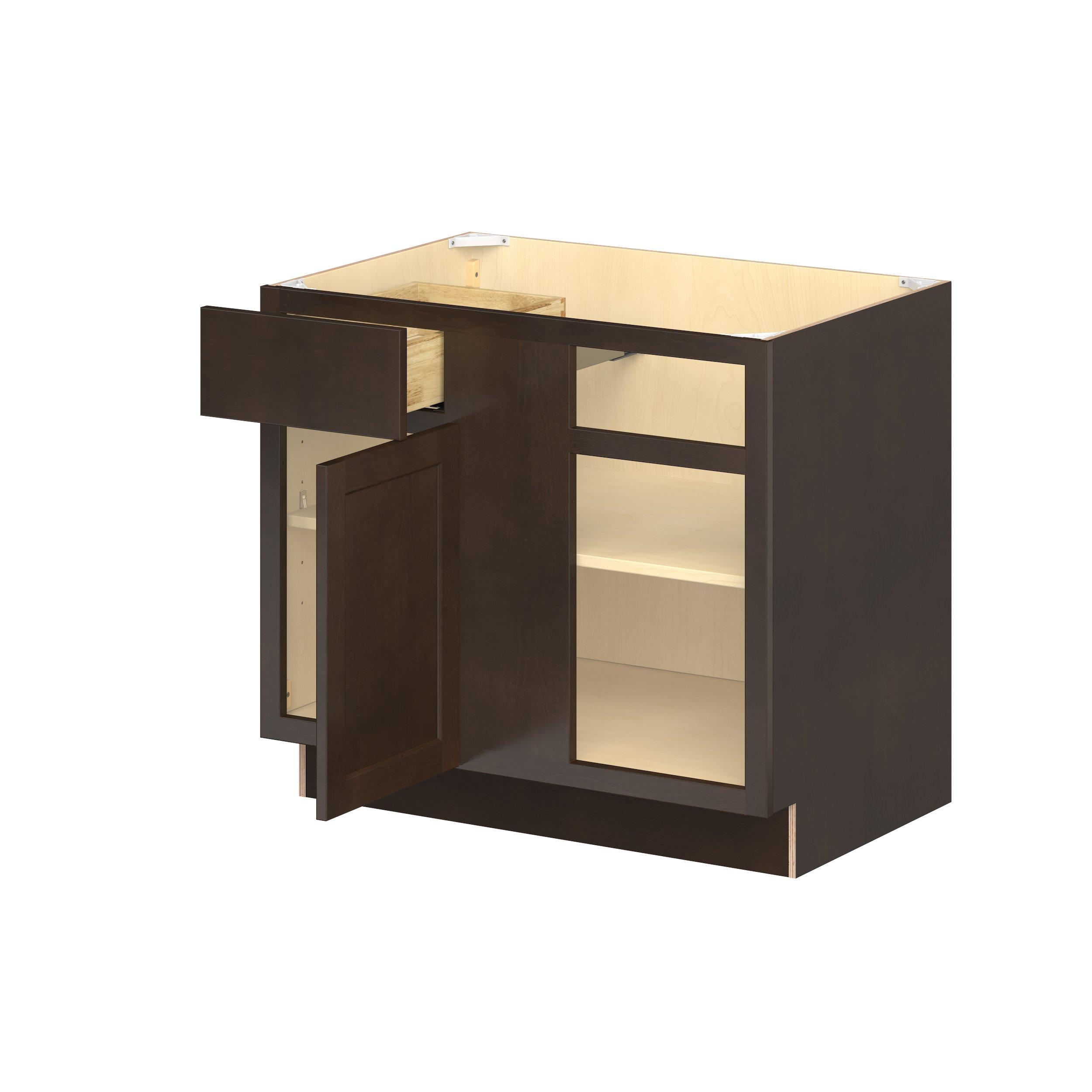 Baxley 36 in. Stained Cocoa Blind Corner Base Cabinet - ADA
